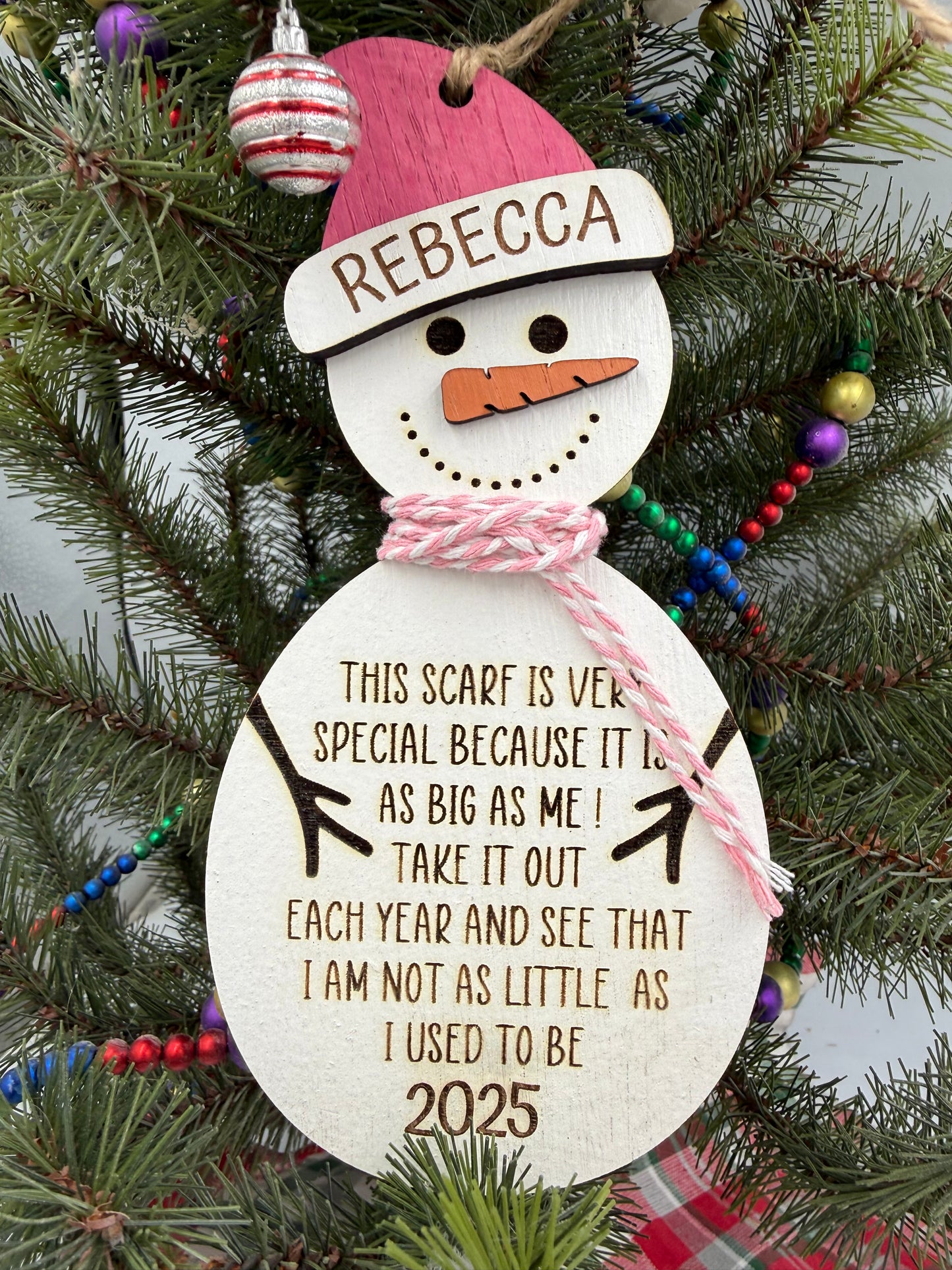 Customizable Snowman Growth Chart Ornament: Baby's First Christmas 2025 Keepsake Gift for Kids