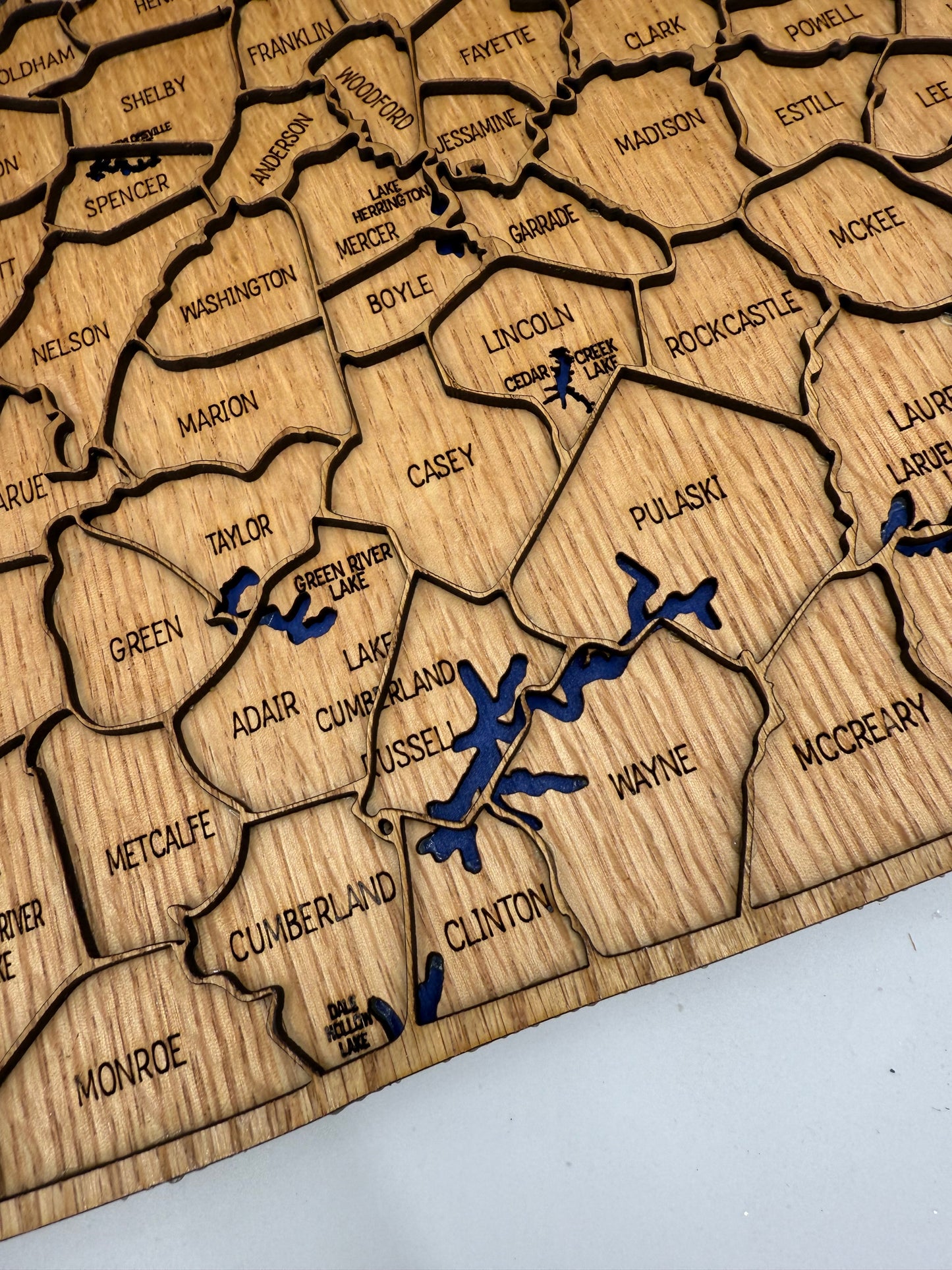 Wood Kentucky County Map Sign KY State Map Wall Art Laser Cut