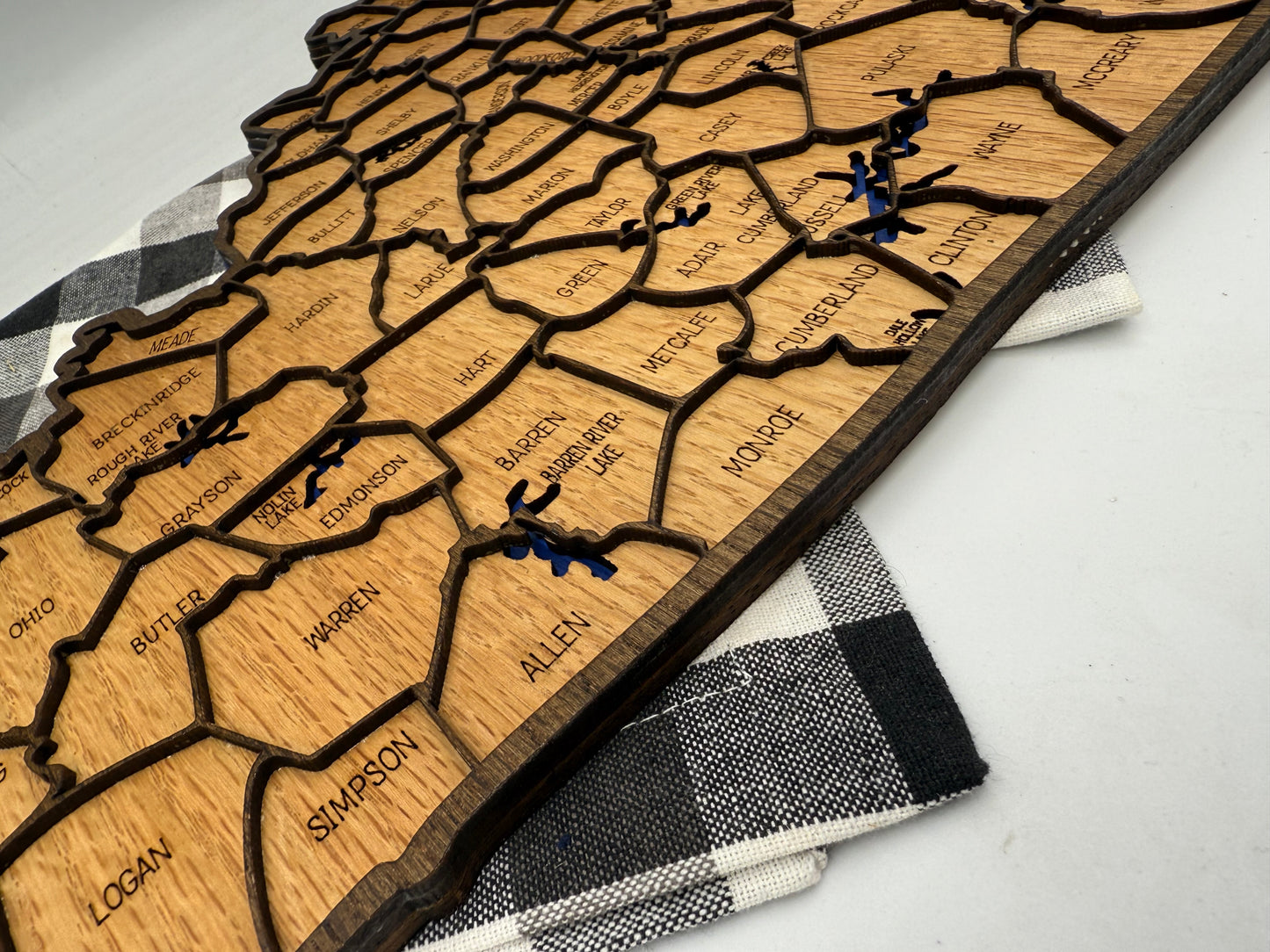 Wood Kentucky County Map Sign KY State Map Wall Art Laser Cut