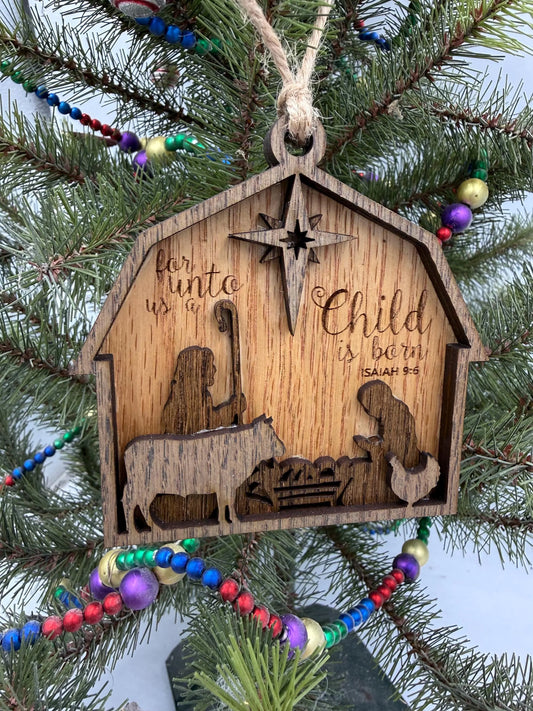 Nativity Barn Scene Ornament Christmas Manger Scene Holiday Tree Decoration