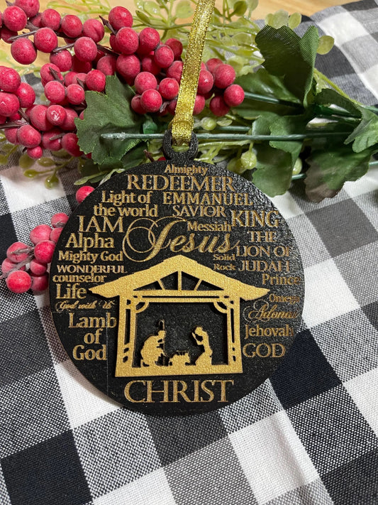 Nativity Names of God Ornament: Jesus, Emmanuel, Christ