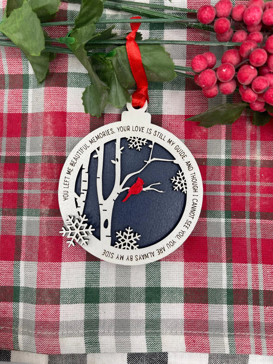 Cardinal Memorial Christmas Ornament Bereavement Gift Ornament White