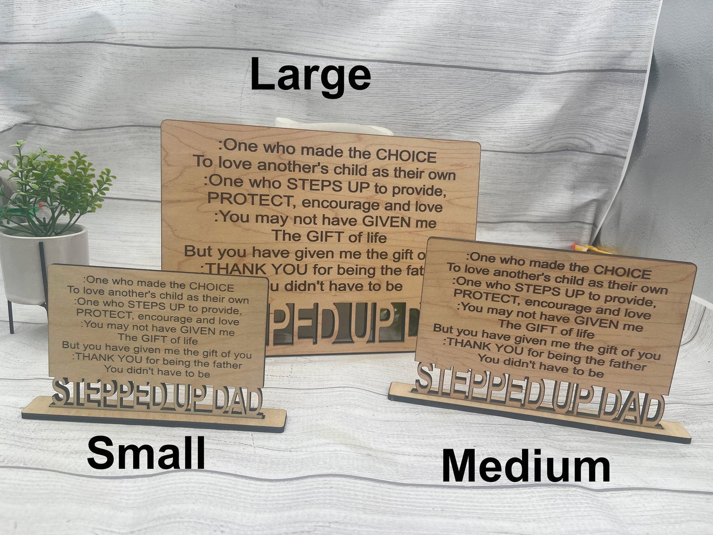 Definition of Stepped Up Dad - Wood Standing Sign Plaque - Father's Day Gift