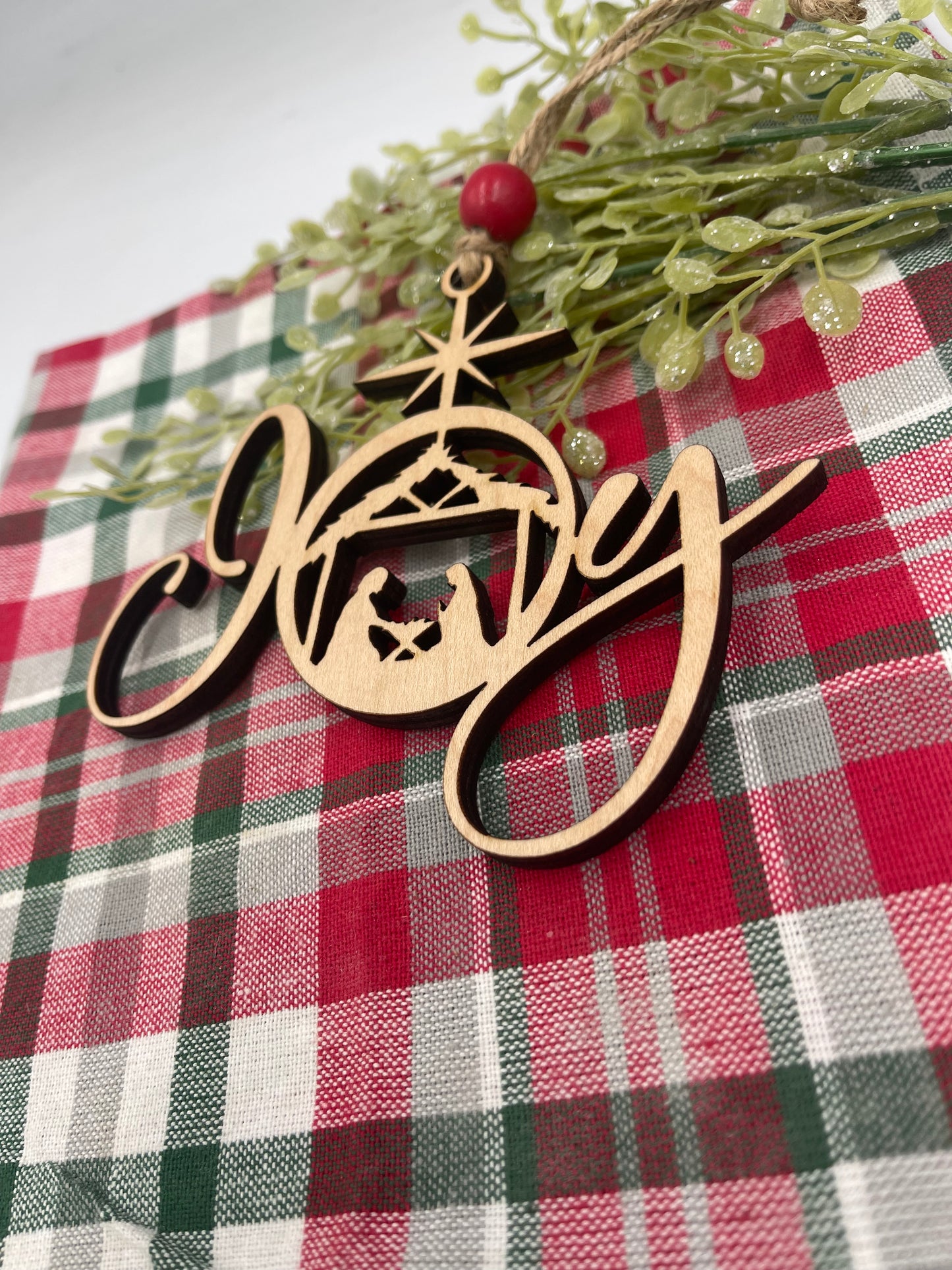 Joy Nativity Christmas Ornament Wood Nativity Joy Ornament Religious Wood Christmas Ornament Laser Cut Nativity Scene Ornament