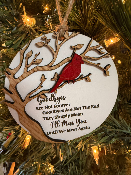 Cardinal Memorial Ornament | Laser Cut Wooden Remembrance Ornament | Sympathy Gift | In Memory Of Christmas Keepsake