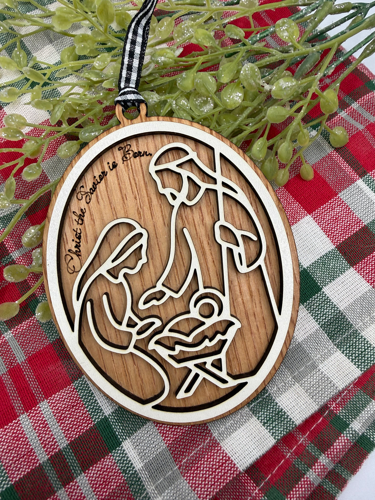 Christ the Savior Is Born – Wooden Nativity Christmas Ornament