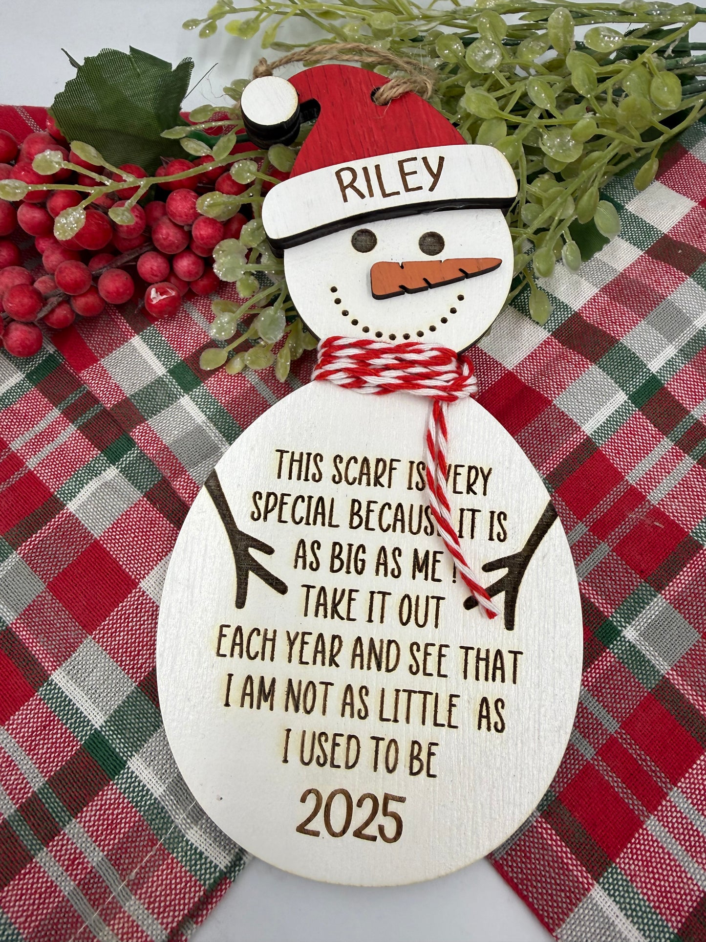 Customizable Snowman Growth Chart Ornament: Baby's First Christmas 2025 Keepsake Gift for Kids