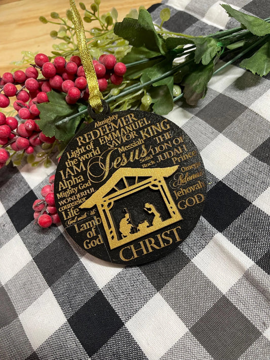 Nativity Names of God Ornament: Jesus, Emmanuel, Christ