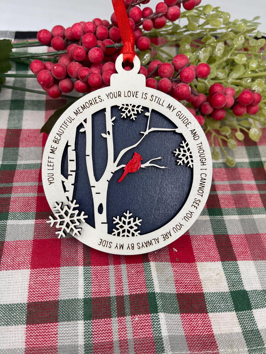 Cardinal Memorial Christmas Ornament Bereavement Gift Ornament White