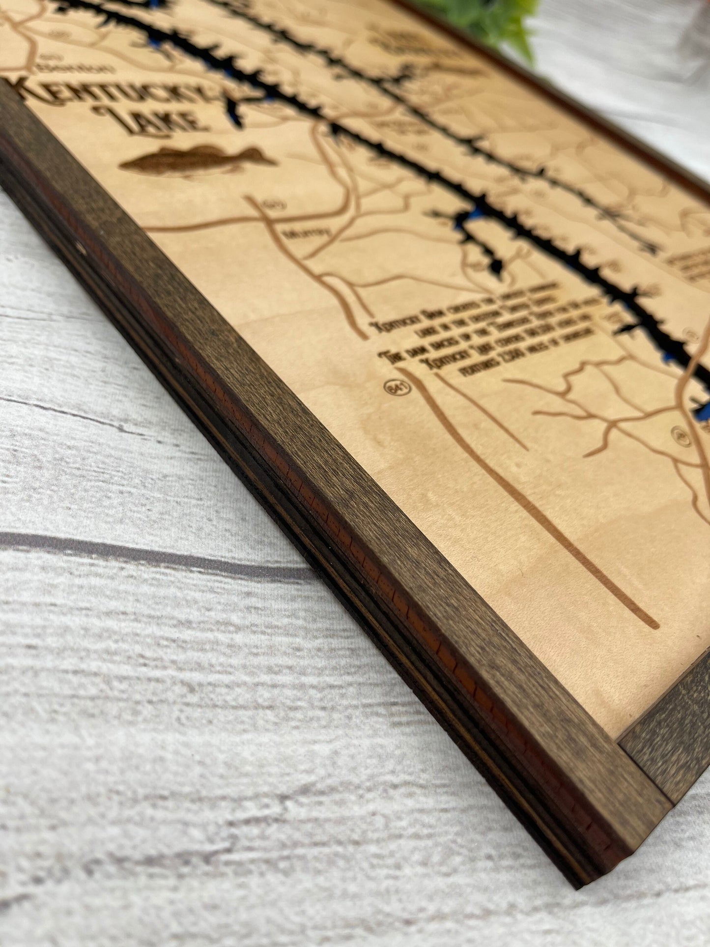 Kentucky Lake & Lake Barkley Wood Wall Map Art Hanging Sign