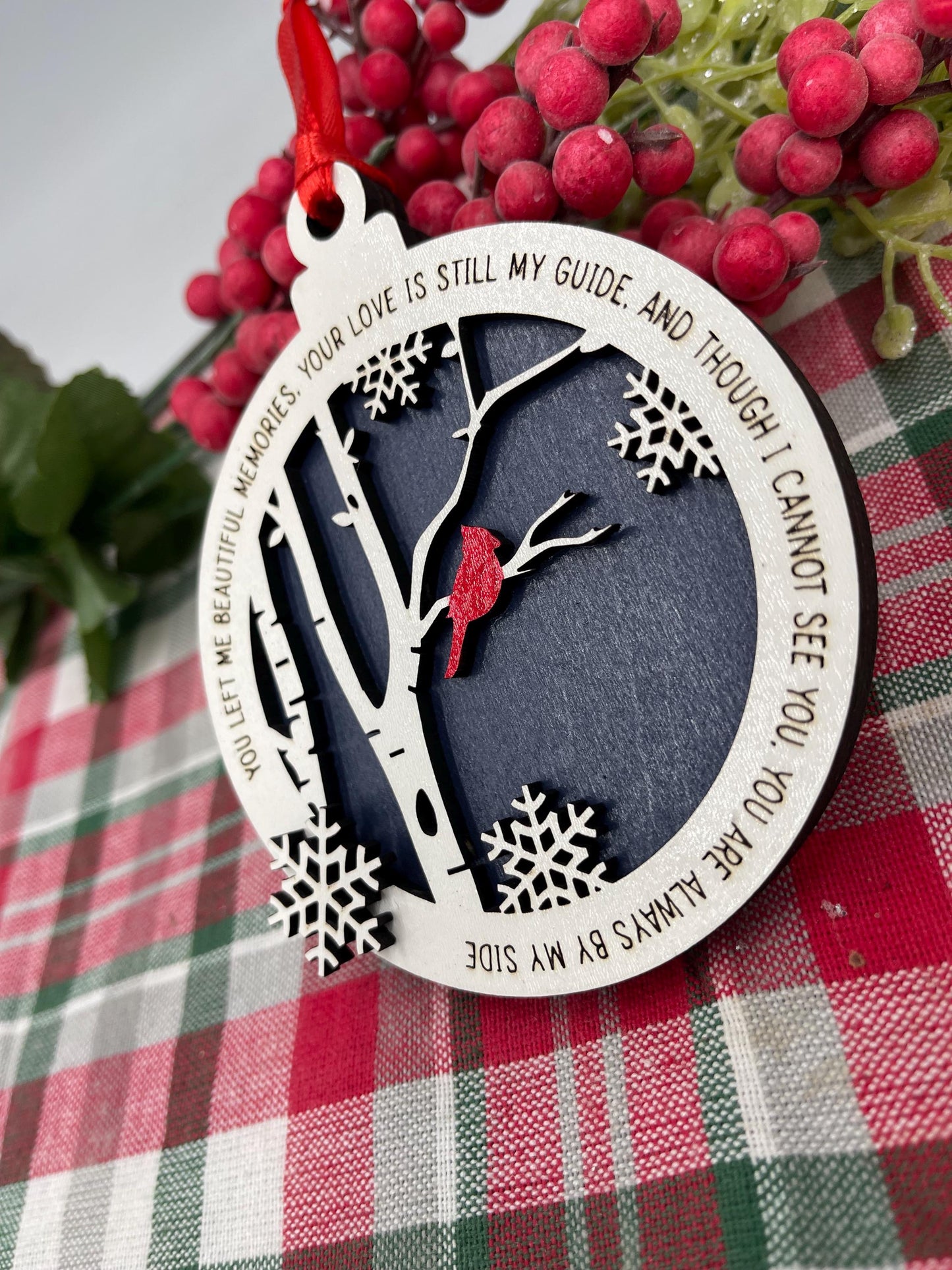 Cardinal Memorial Christmas Ornament Bereavement Gift Ornament White