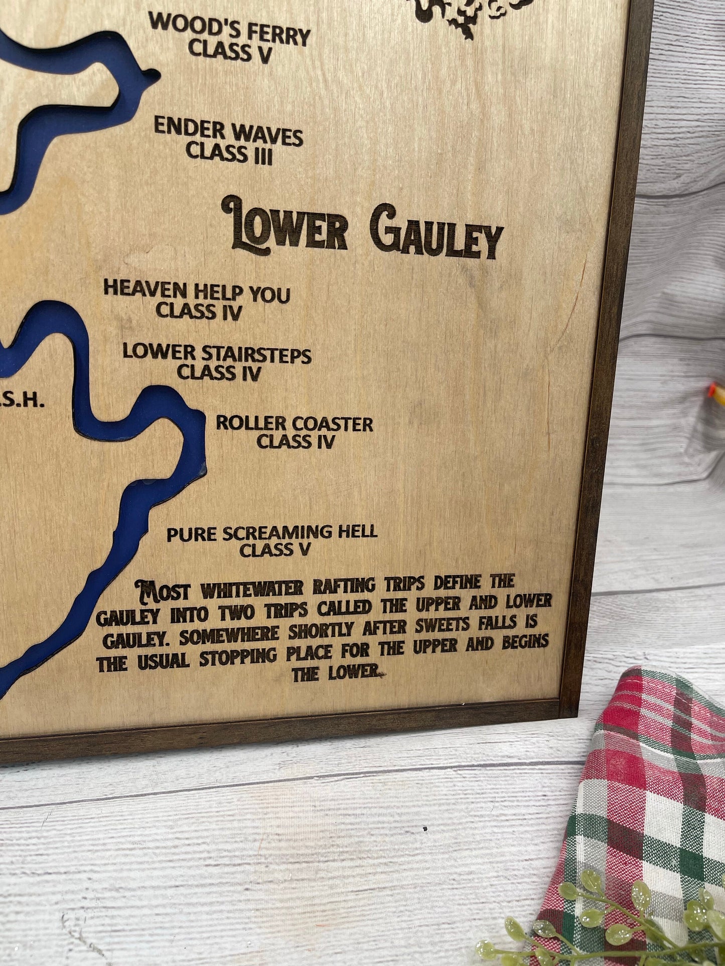 Gauley River Map of West Virginia Whitewater Rafting Map Wall Hanging Rafting on Gauley River Map Art Hanging Sign Housewarming Gift