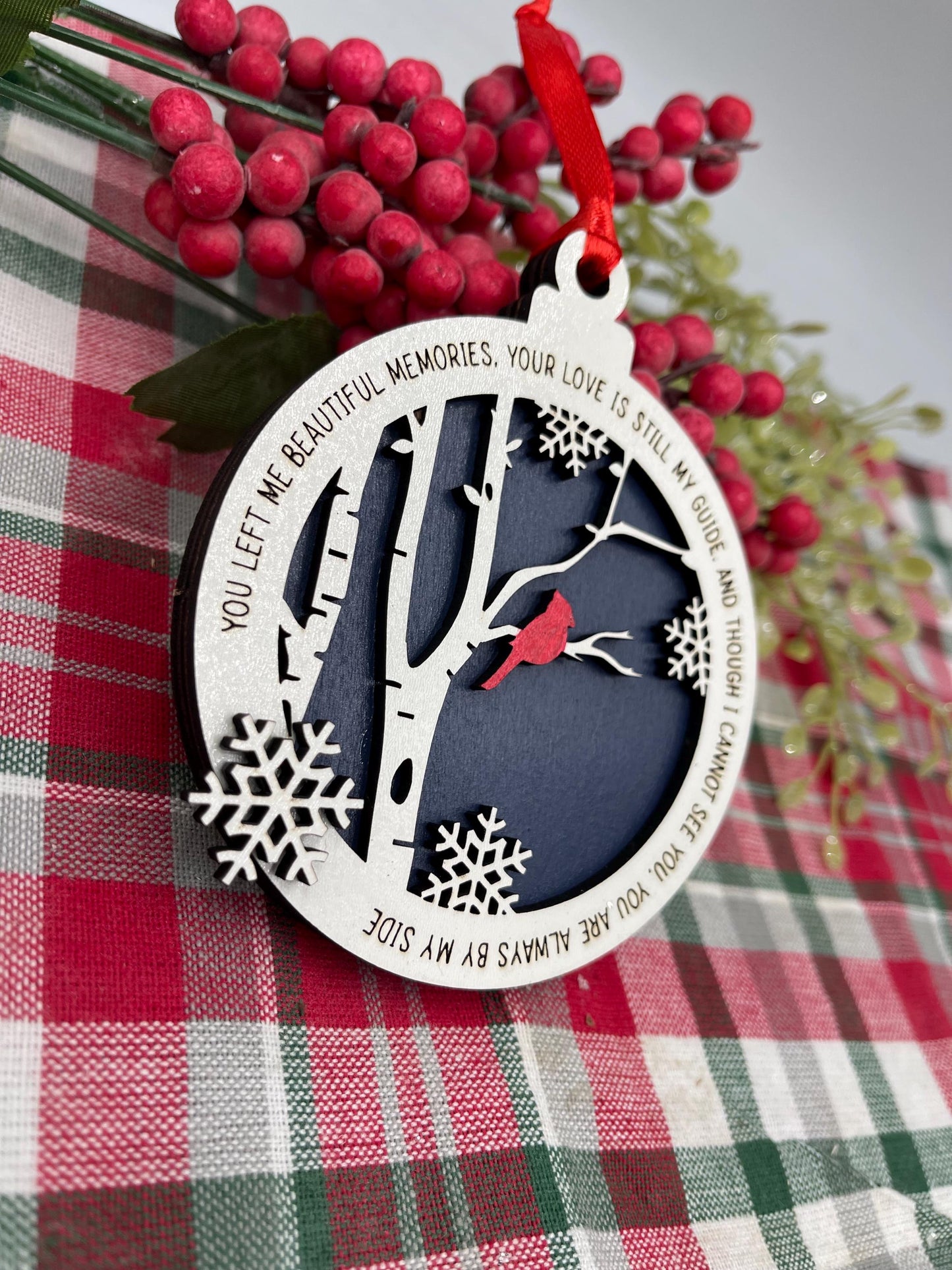 Cardinal Memorial Christmas Ornament Bereavement Gift Ornament White
