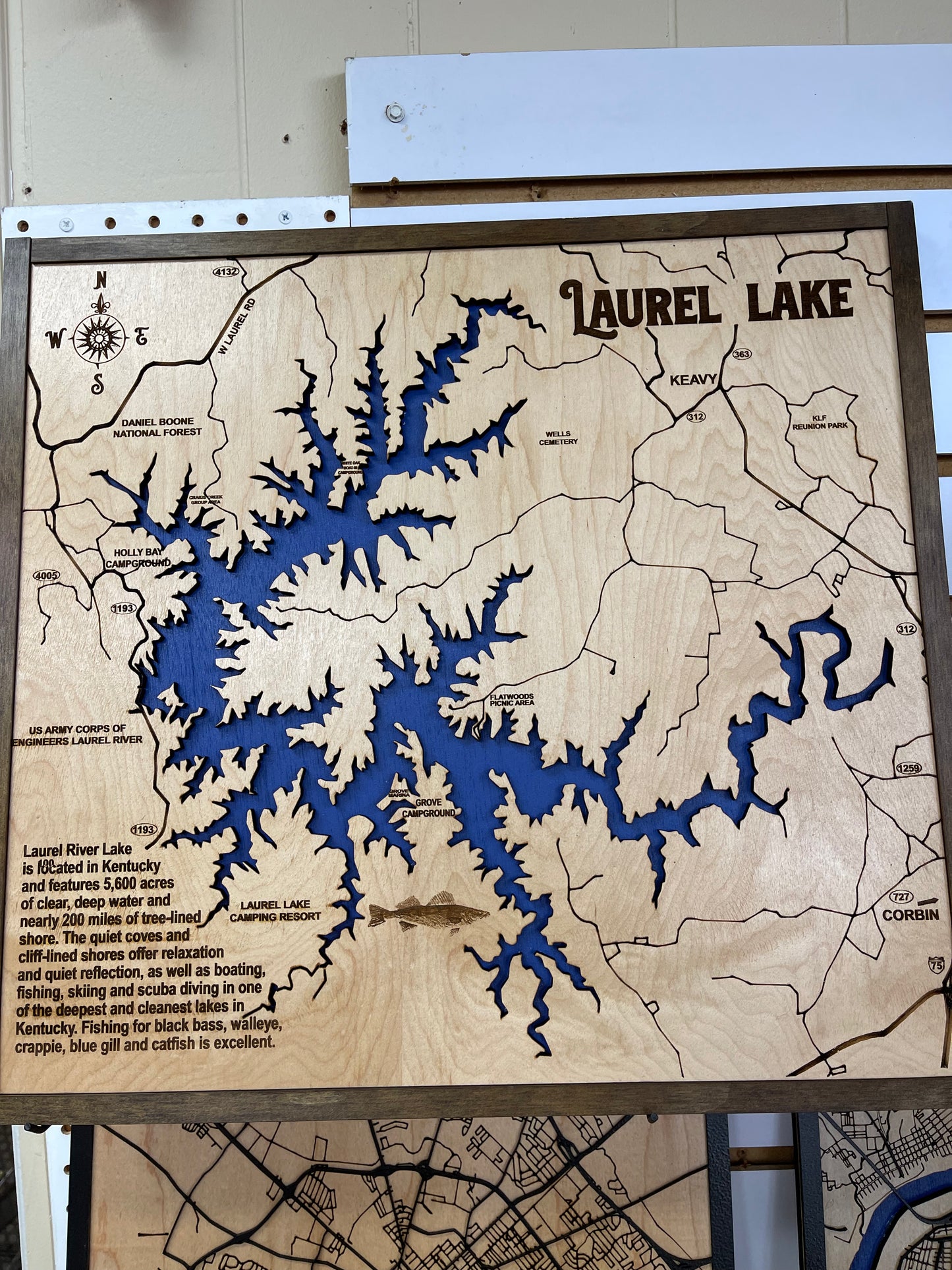 Laurel Lake Layered Map Sign Wall Hanging