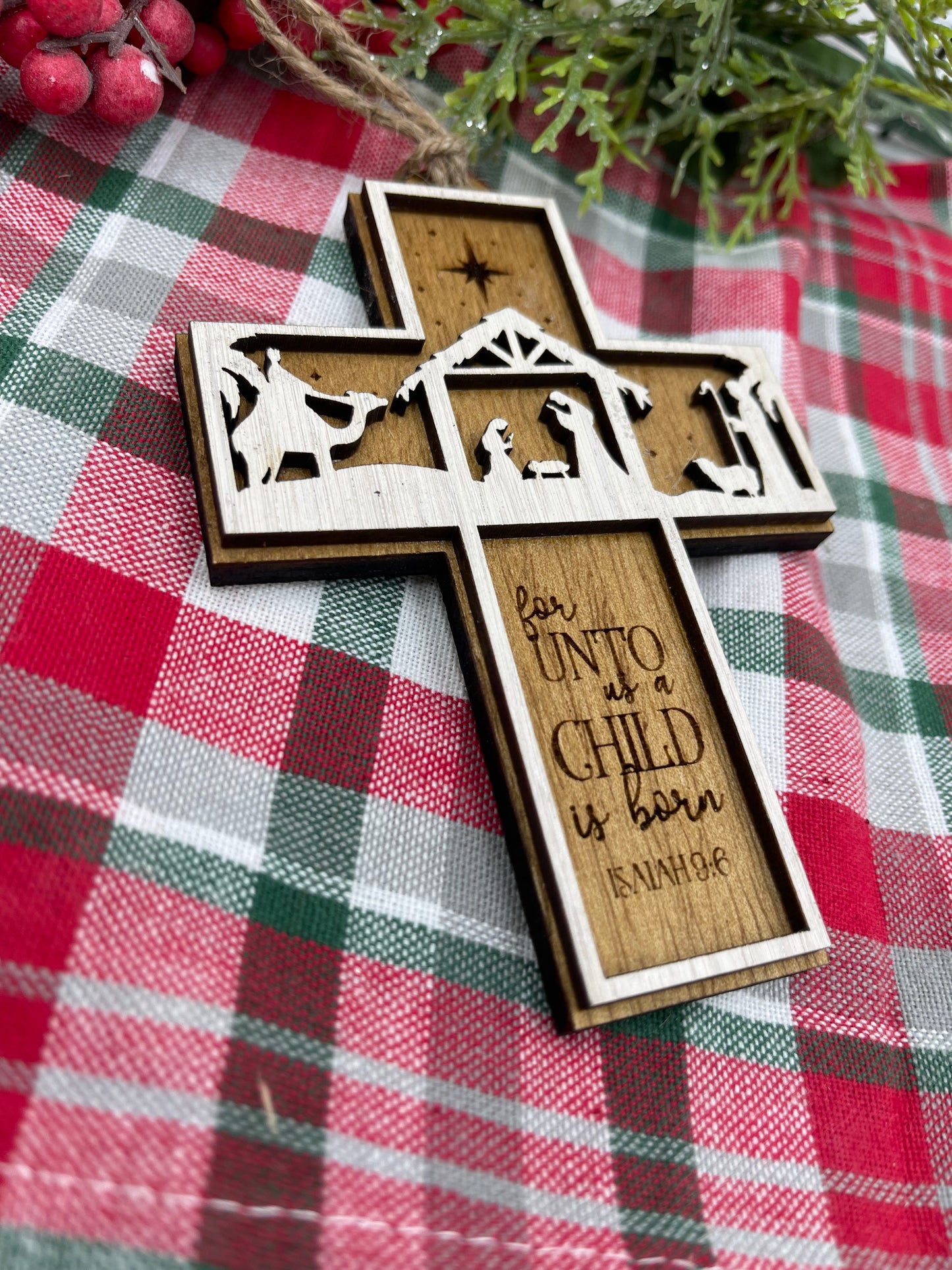 Cross Nativity Scripture Christmas Ornament Isaiah 9:6