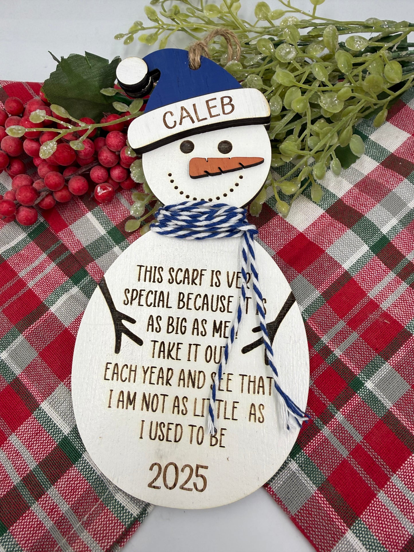 Customizable Snowman Growth Chart Ornament: Baby's First Christmas 2025 Keepsake Gift for Kids
