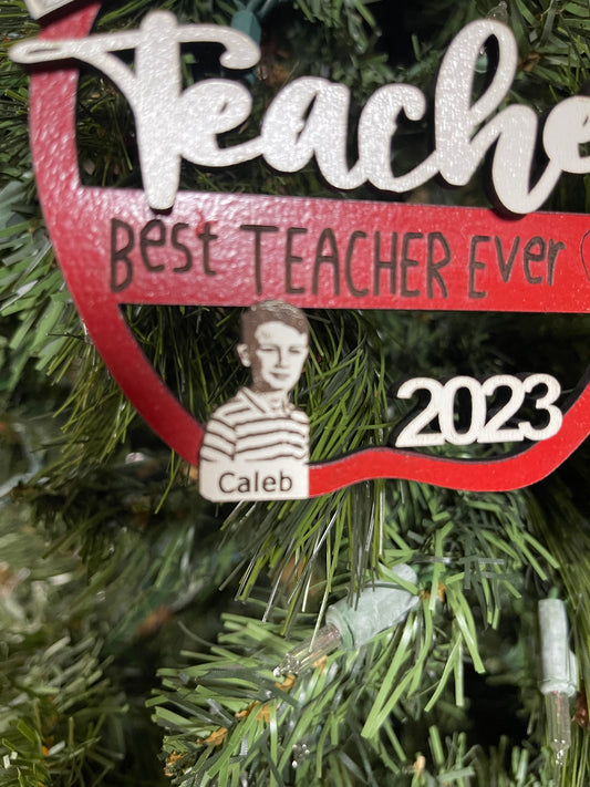 Teacher Ornament for Teacher Student Gift for Teacher Personalized Teacher Gift Ornament Class Picture from Student Elementary School Child
