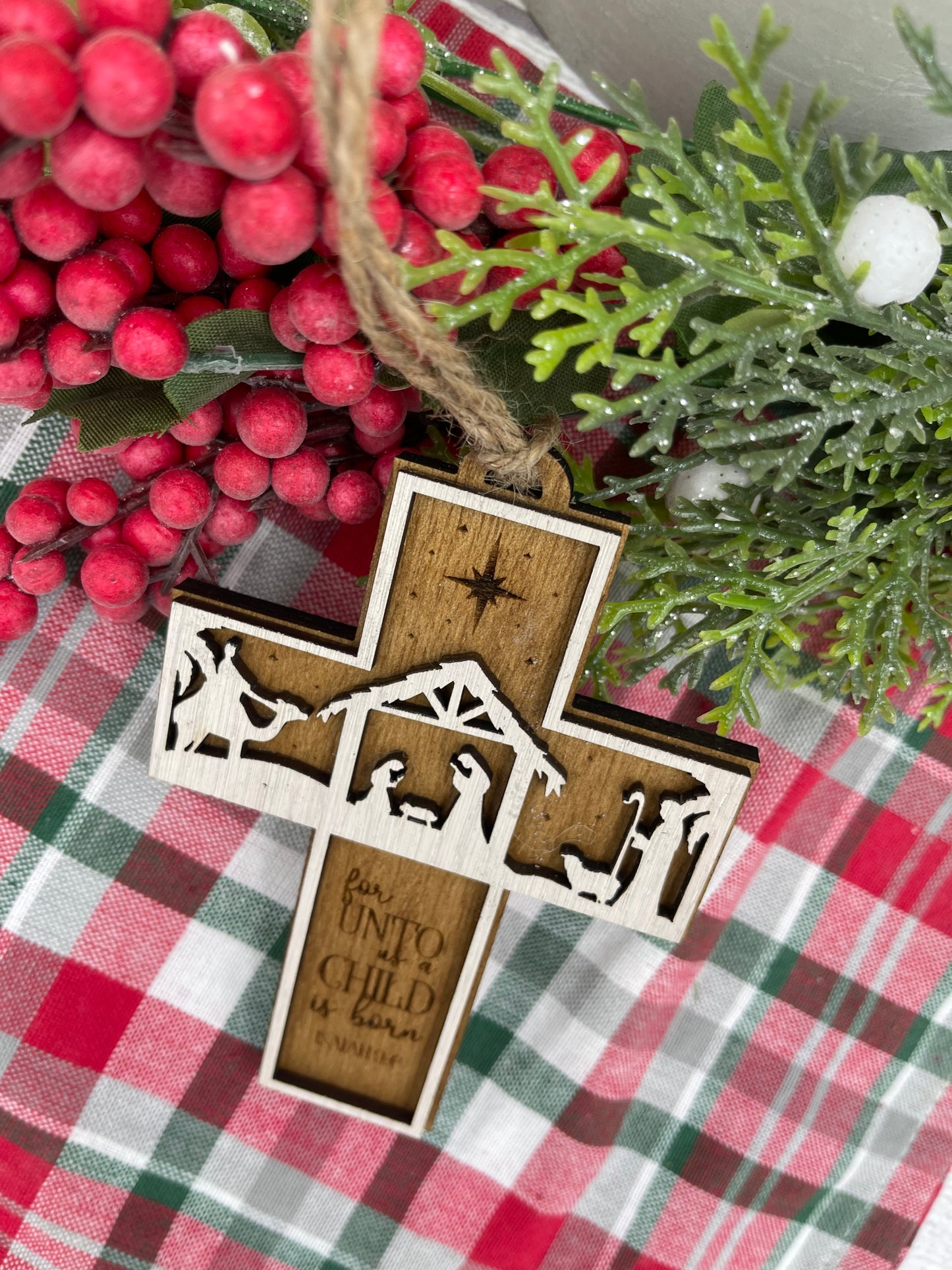 Cross Nativity Scripture Christmas Ornament Isaiah 9:6