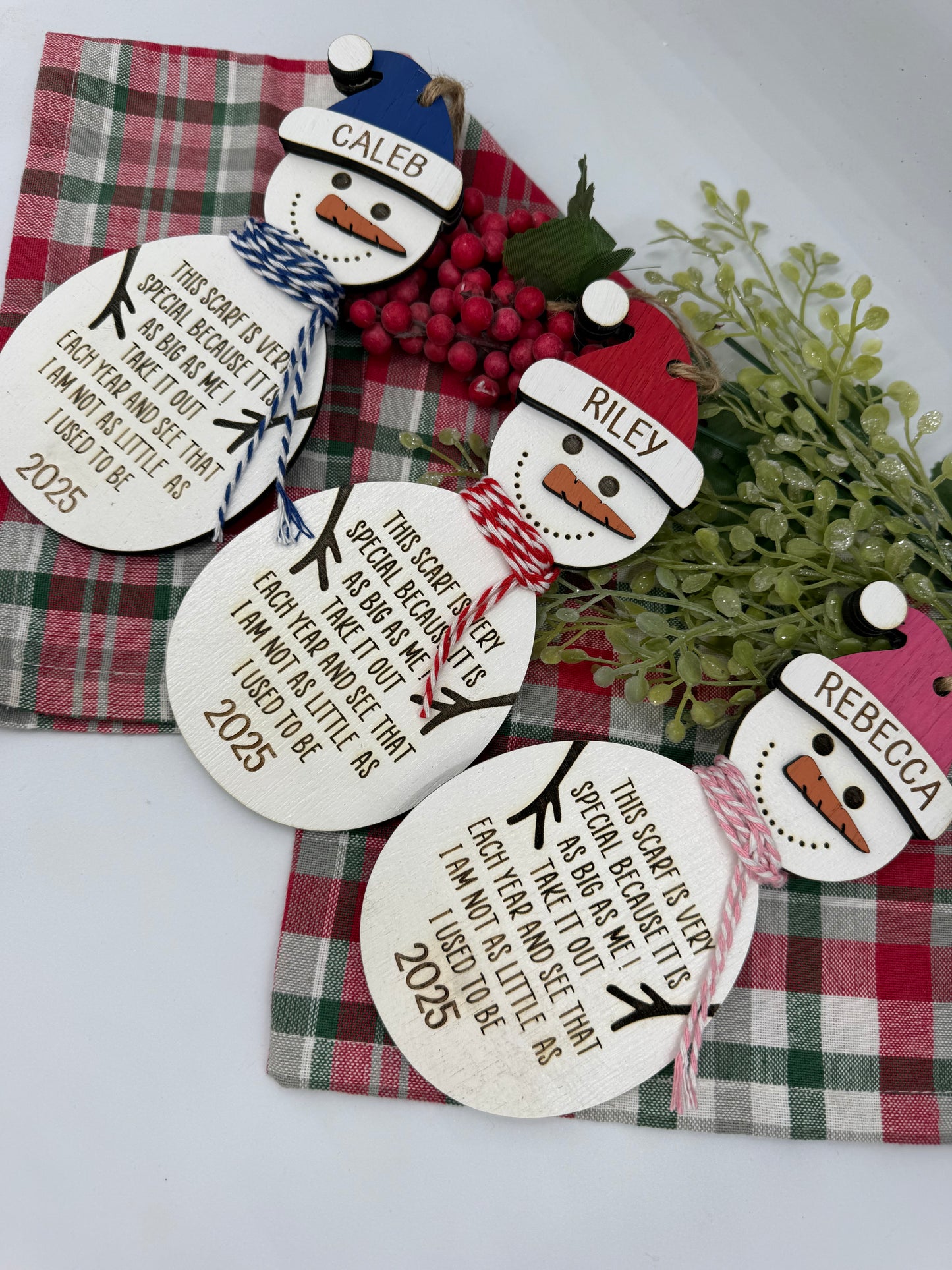 Customizable Snowman Growth Chart Ornament: Baby's First Christmas 2025 Keepsake Gift for Kids