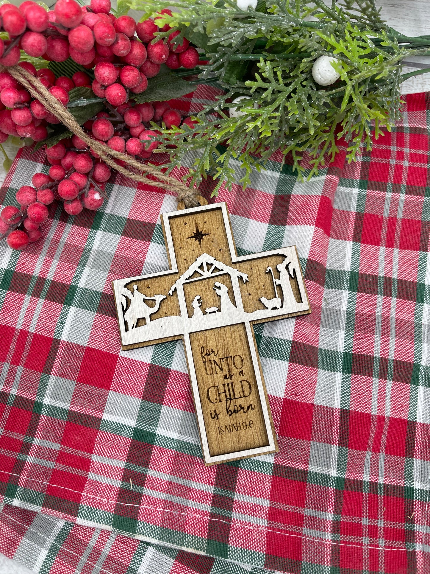 Cross Nativity Scripture Christmas Ornament Isaiah 9:6