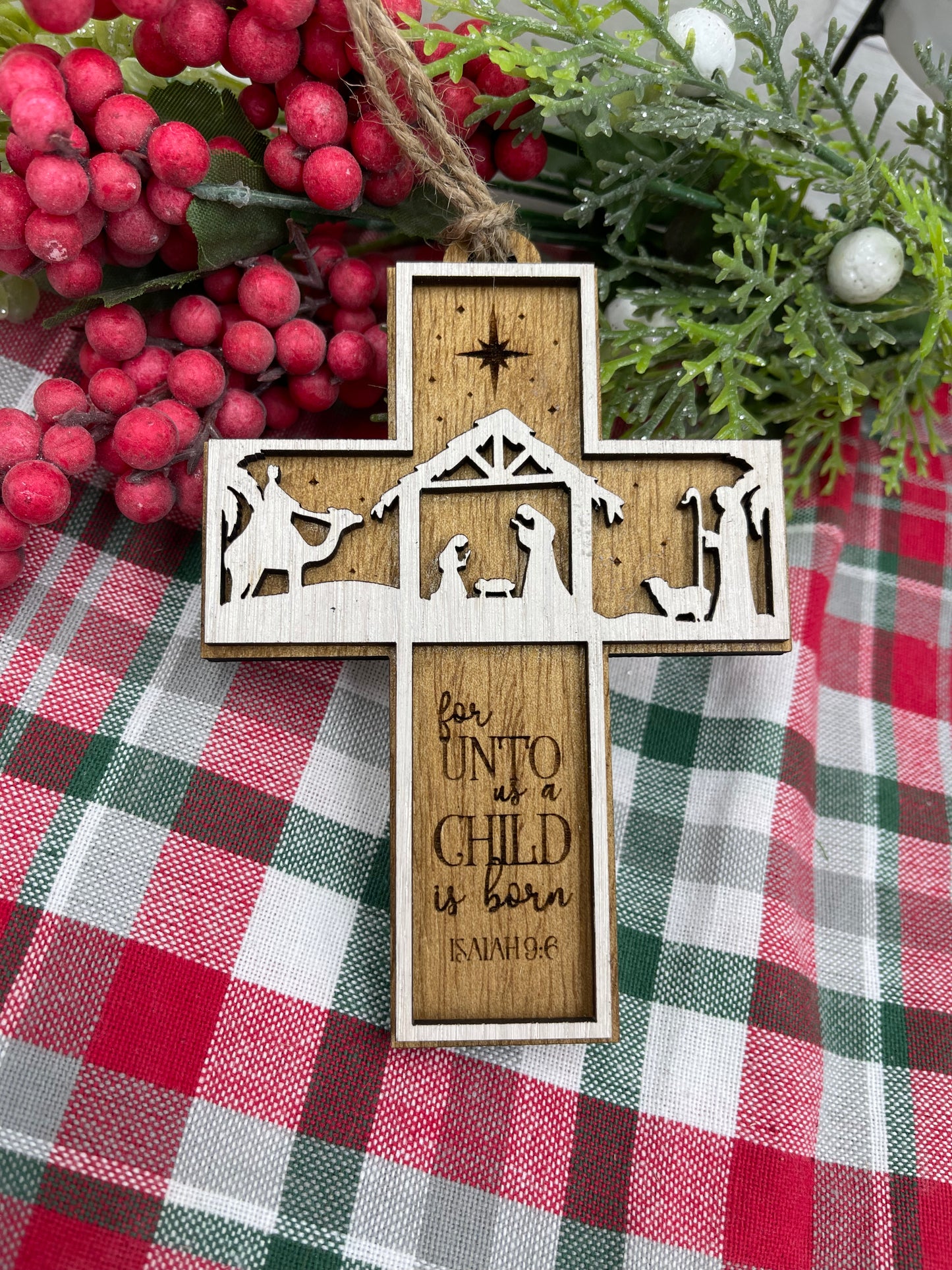 Cross Nativity Scripture Christmas Ornament Isaiah 9:6