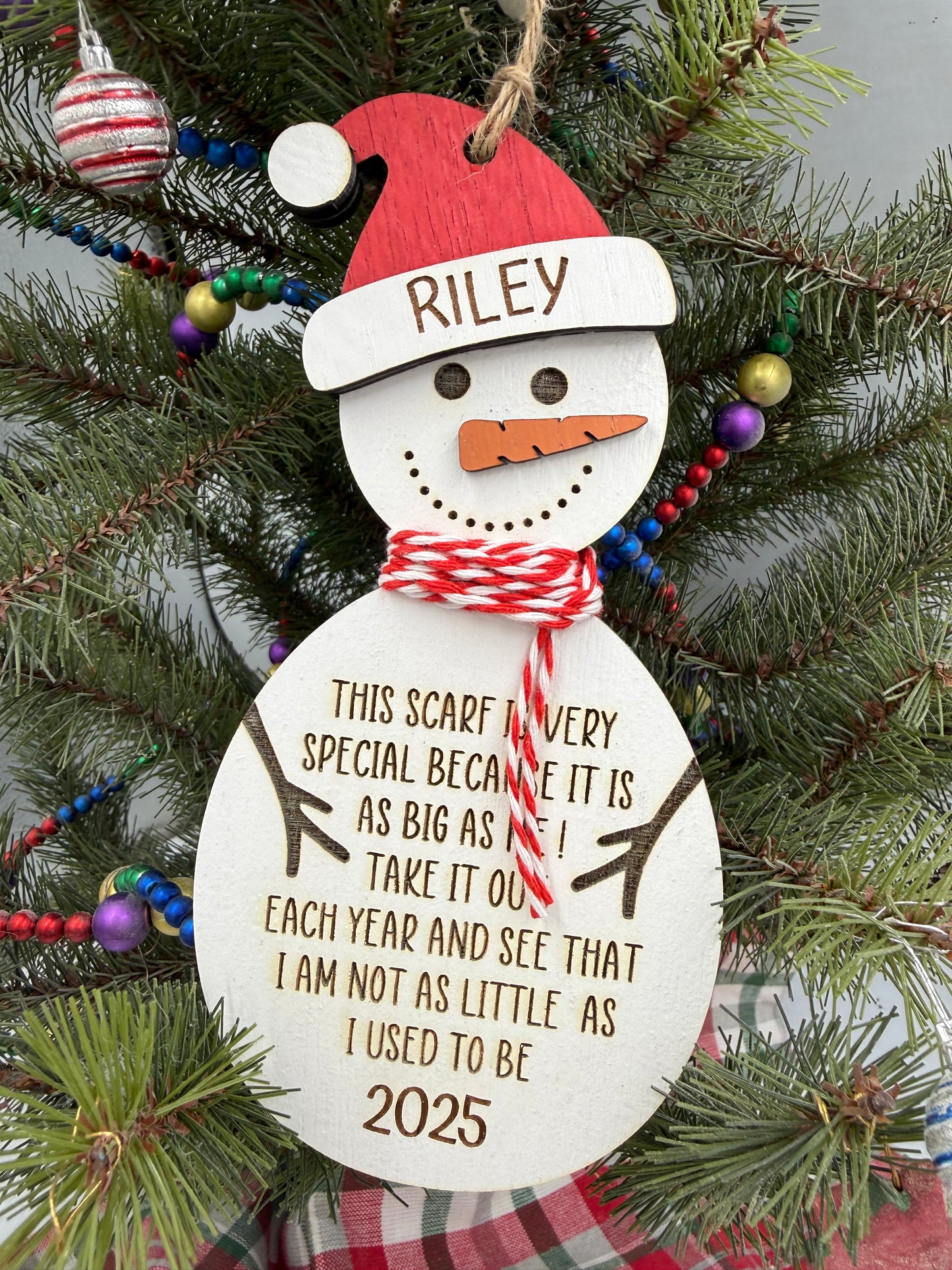 Customizable Snowman Growth Chart Ornament: Baby's First Christmas 2025 Keepsake Gift for Kids