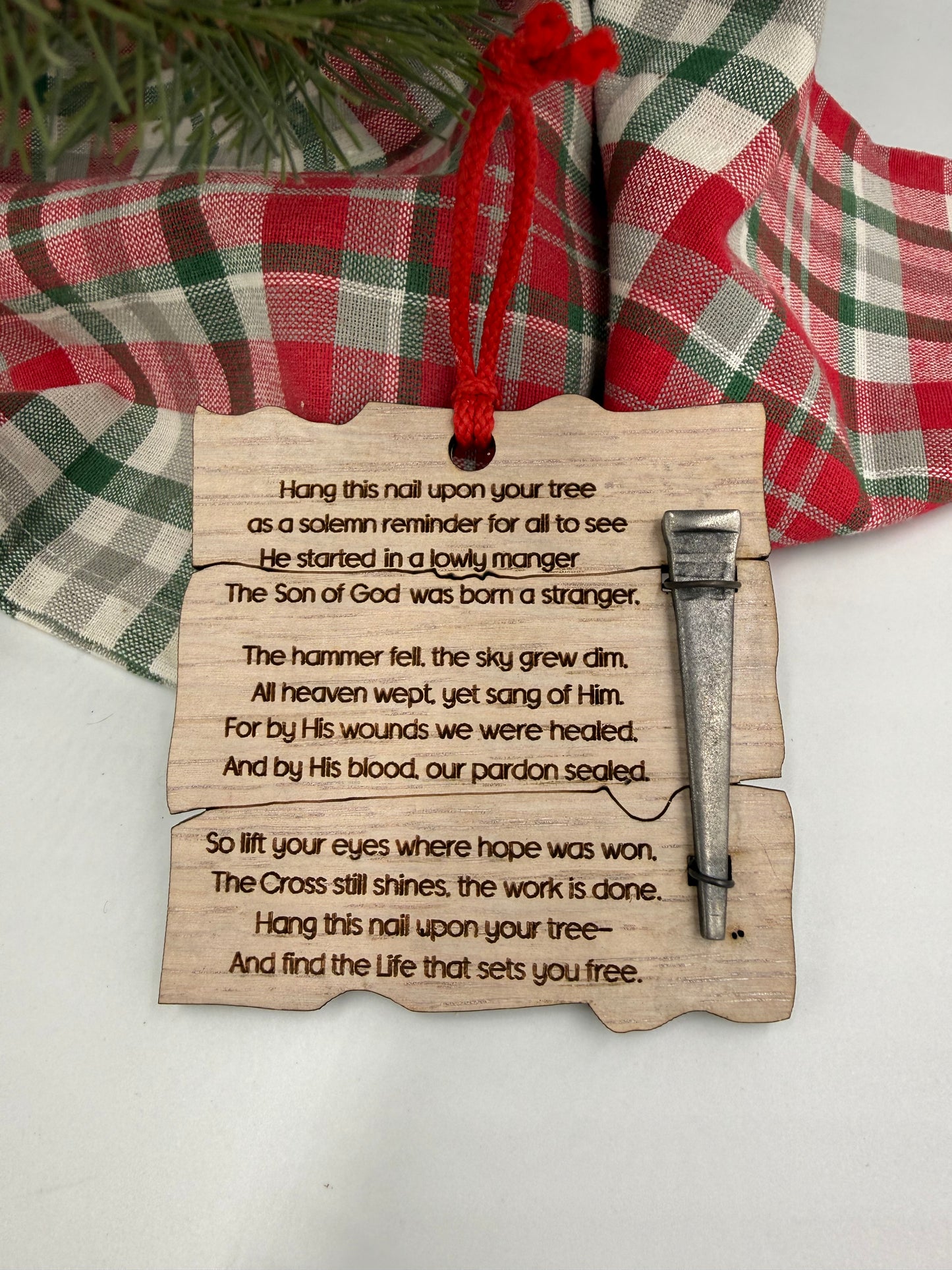 Wooden Jesus Nail Christian Christmas Ornament – Laser Cut Religious Holiday Faith Based Decoration