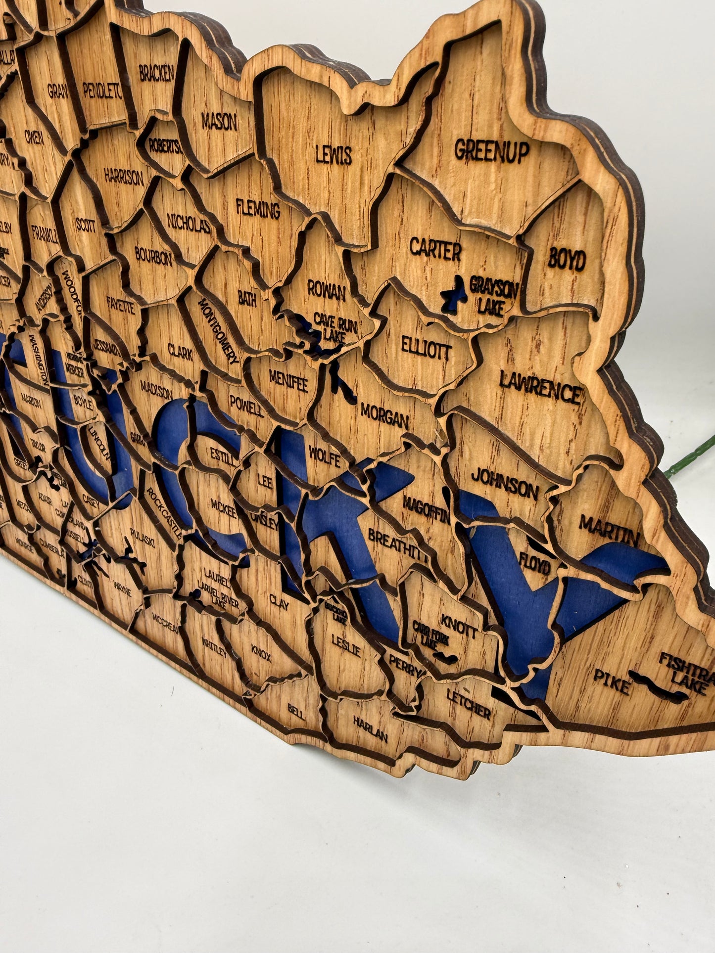 Kentucky County Map Sign KY State Map Wood Wall Art Laser Cut