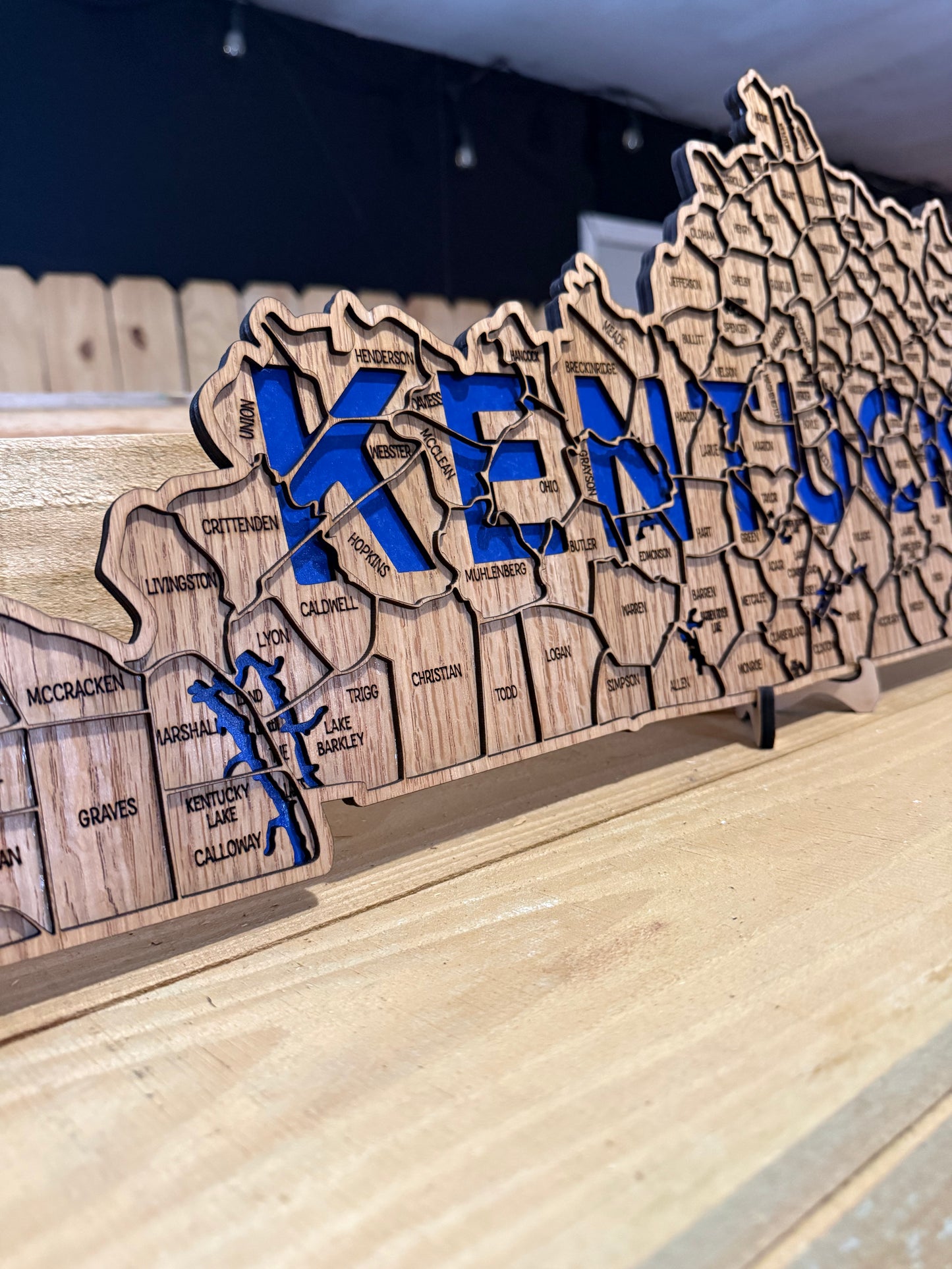 Kentucky County Map Sign KY State Map Wood Wall Art Laser Cut