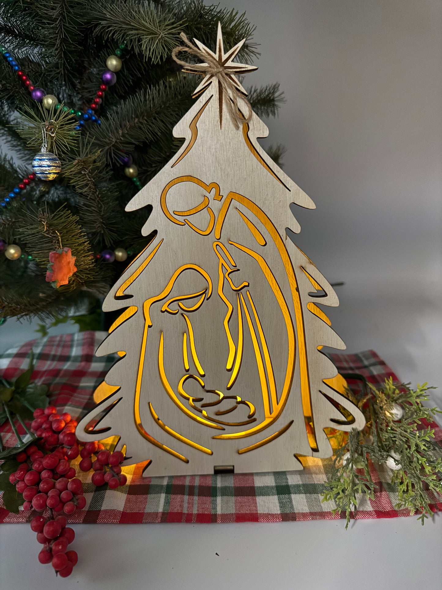 Nativity Candle Holder Lighted Manger Scene