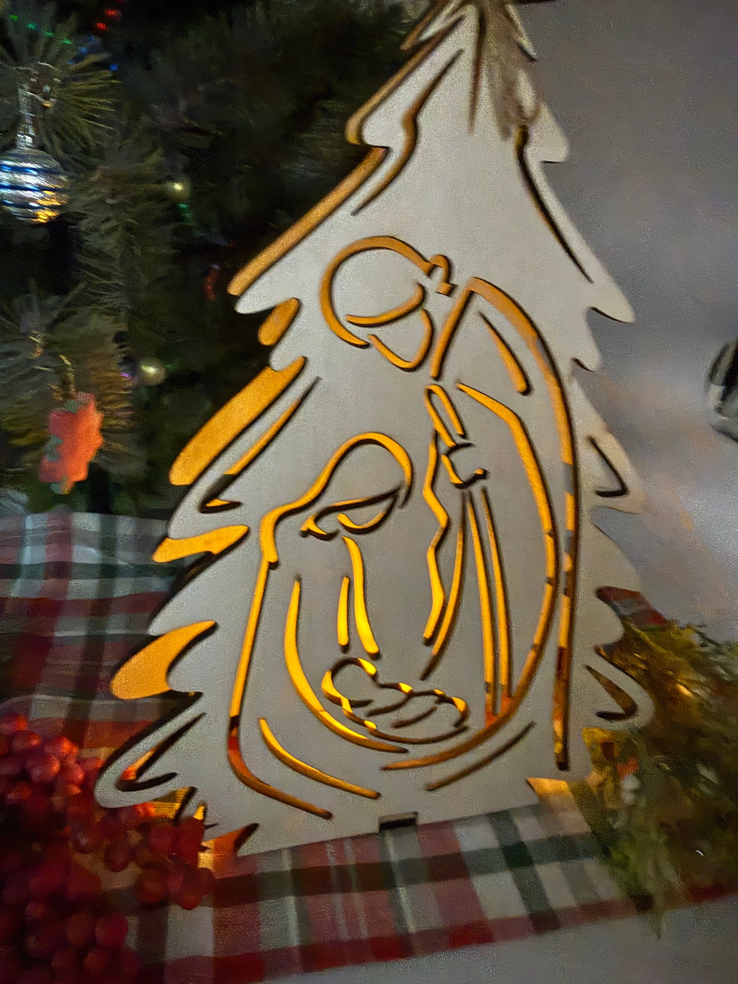Nativity Candle Holder Lighted Manger Scene