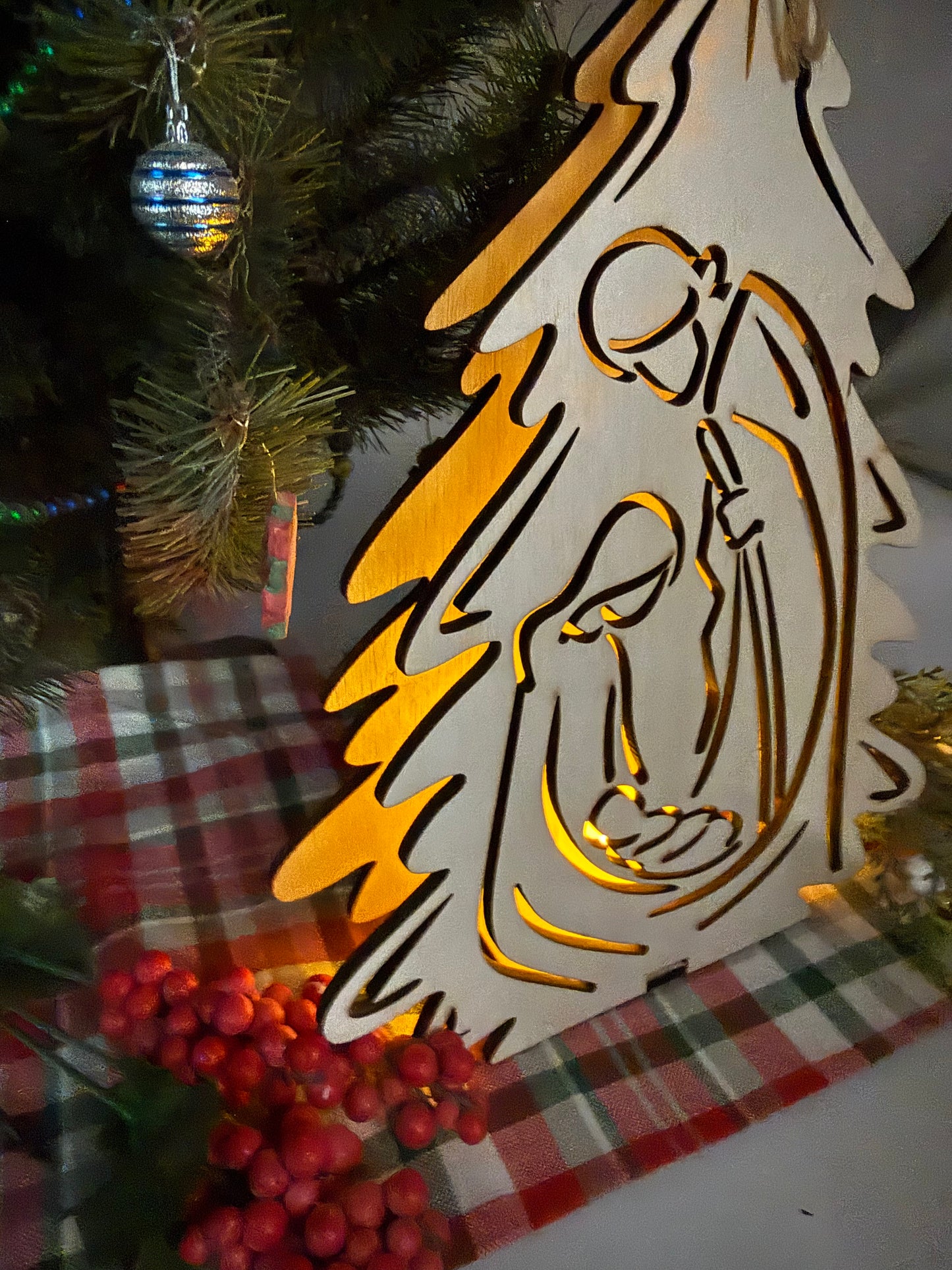Nativity Candle Holder Lighted Manger Scene