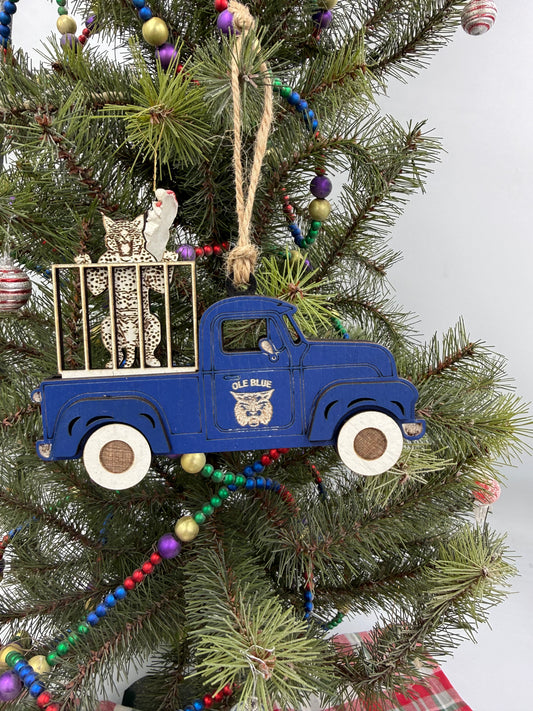 Kentucky Wildcat Old Truck Big Blue Nation Christmas Ornament KY Tree Decor