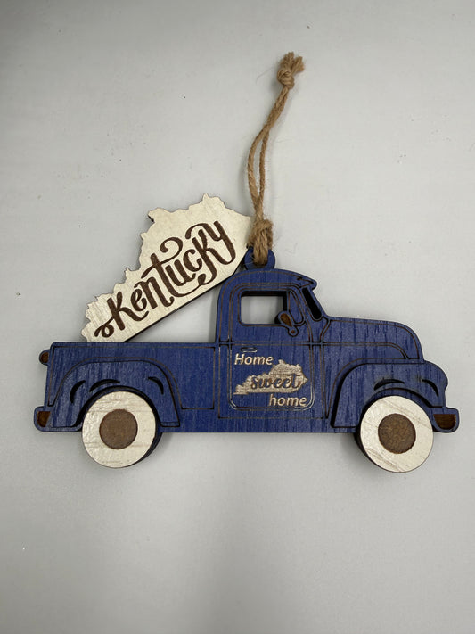 Kentucky Old Truck Christmas Ornament KY Home Sweet Home Blue Tree Decor