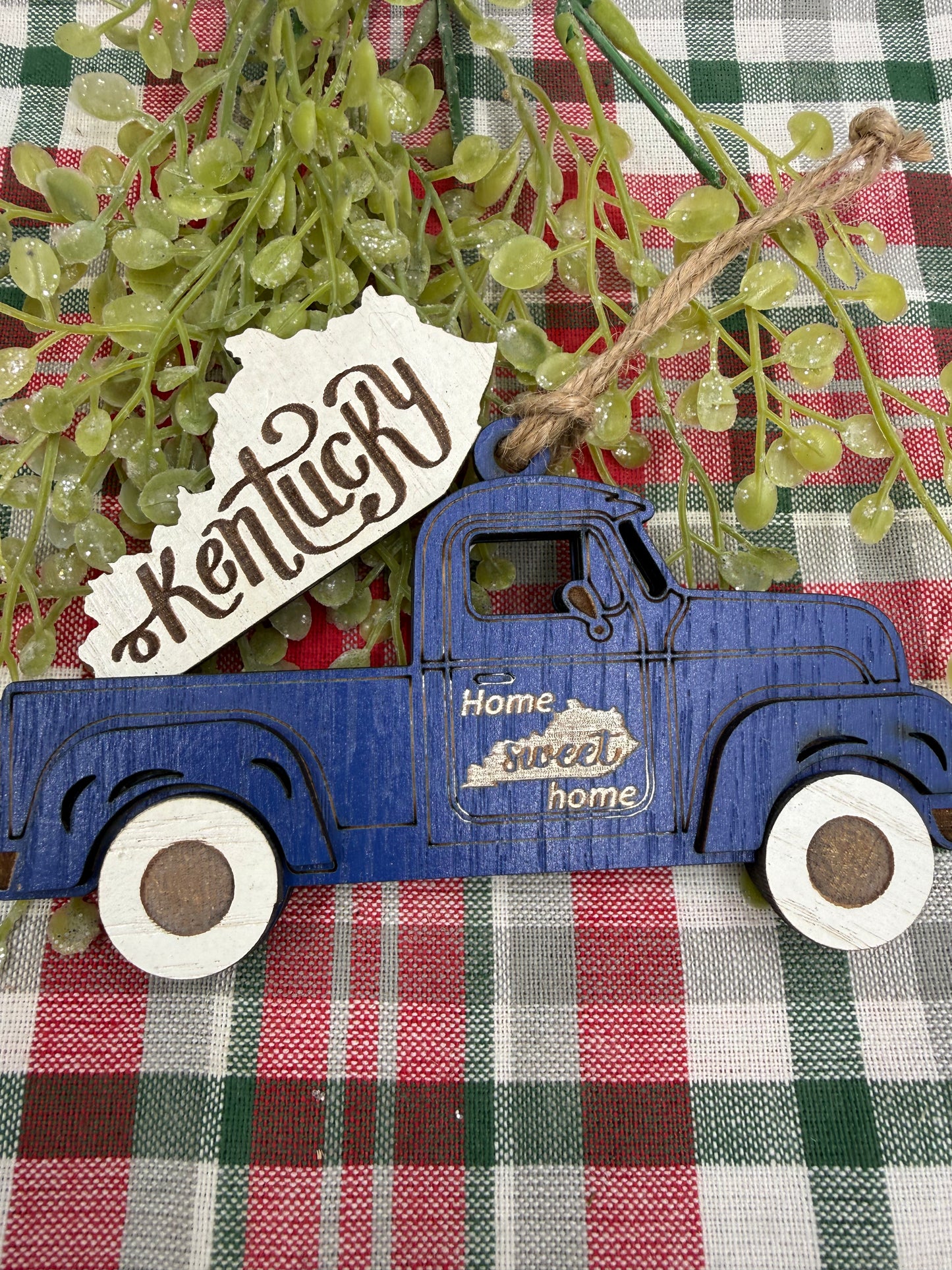Kentucky Old Truck Christmas Ornament KY Home Sweet Home Blue Tree Decor