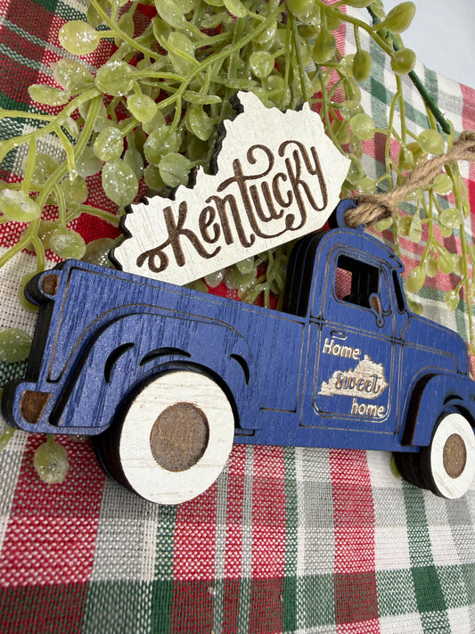 Kentucky Old Truck Christmas Ornament KY Home Sweet Home Blue Tree Decor