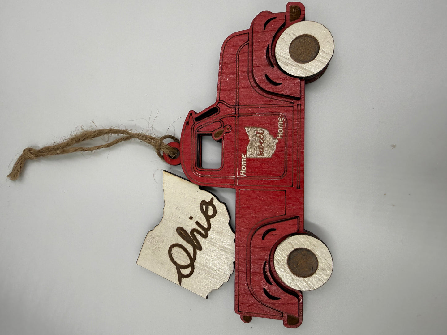 Ohio Old Truck State Pride Red Christmas Ornament Tree Decor