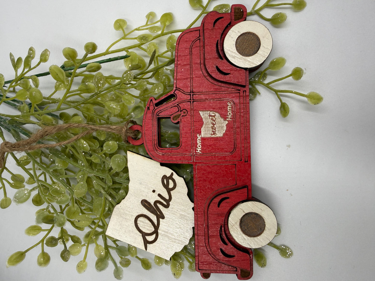 Ohio Old Truck State Pride Red Christmas Ornament Tree Decor