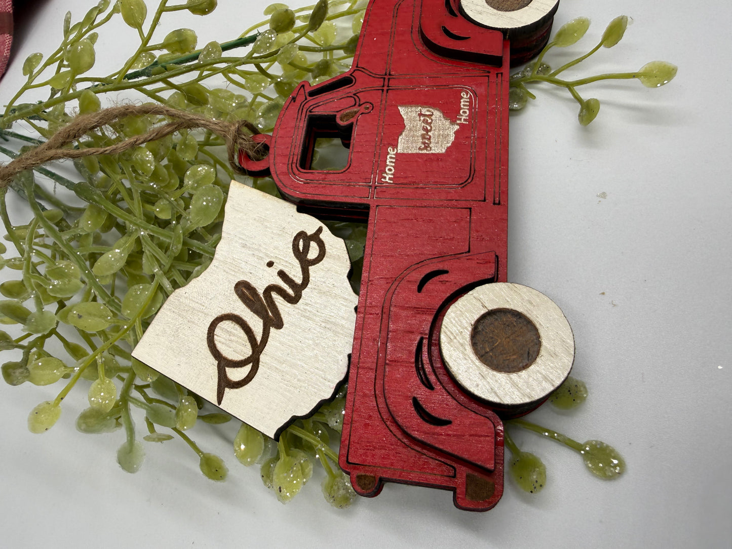 Ohio Old Truck State Pride Red Christmas Ornament Tree Decor