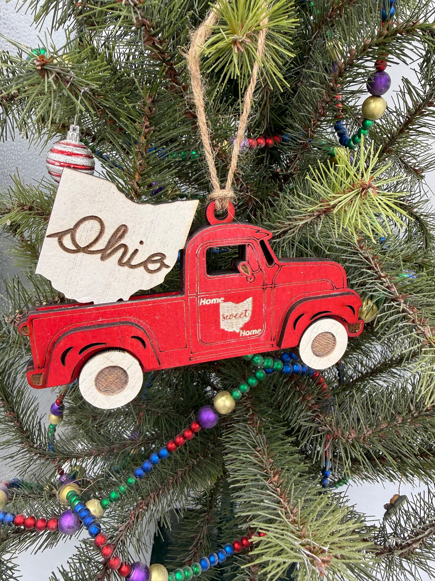 Ohio Old Truck State Pride Red Christmas Ornament Tree Decor