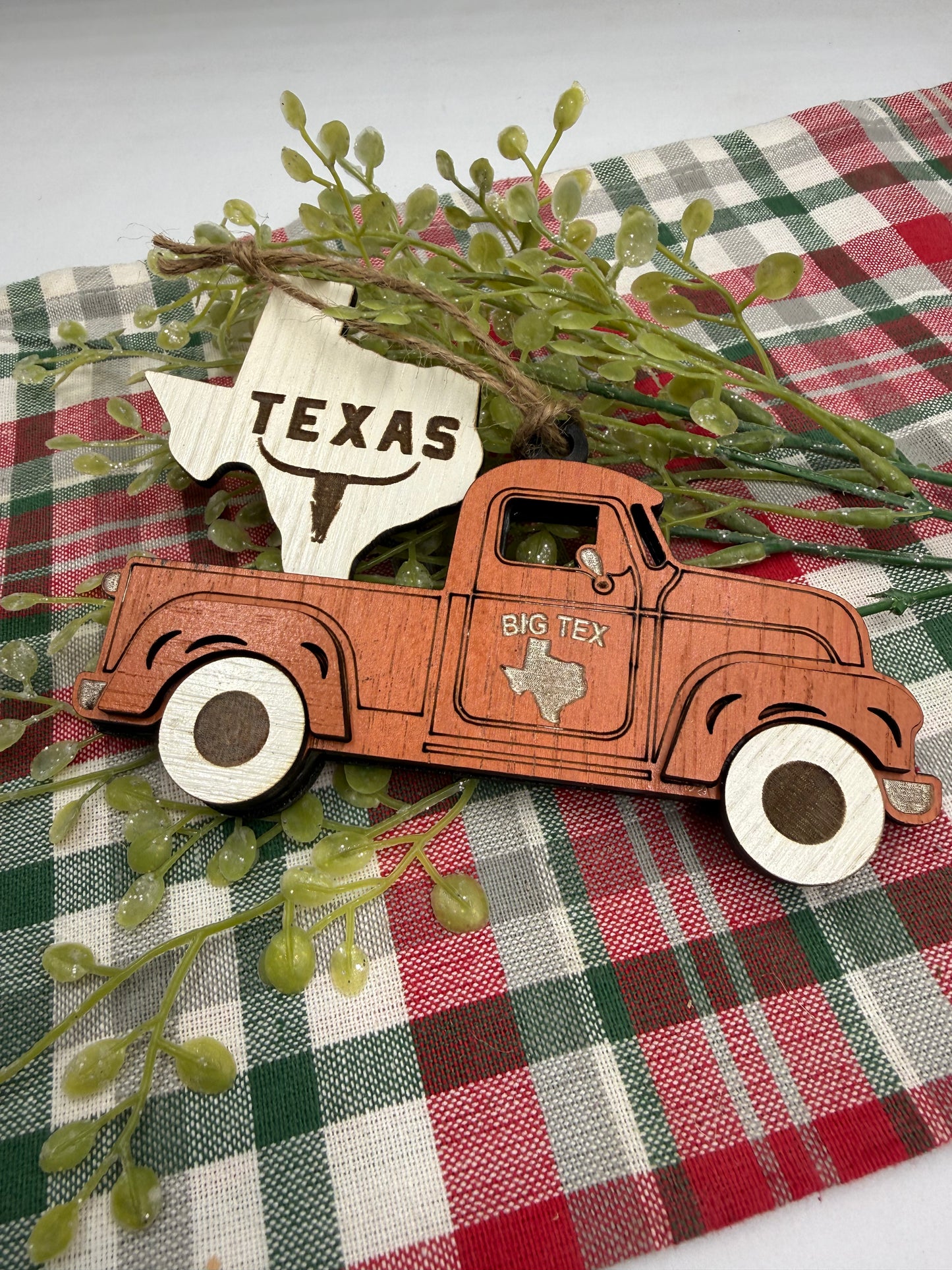 Texas Old Truck State Pride Big Tex Orange Christmas Ornament Tree Decor