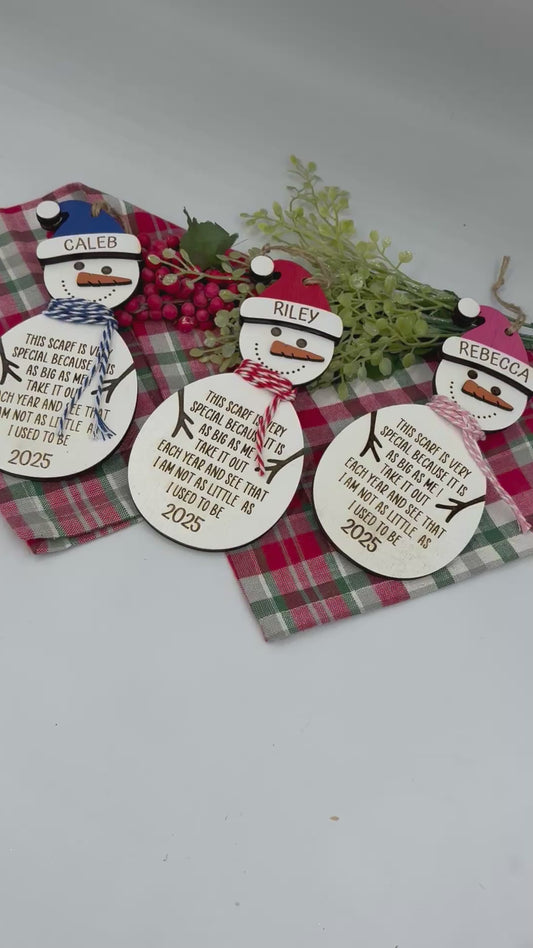 Customizable Snowman Growth Chart Ornament: Baby's First Christmas 2025 Keepsake Gift for Kids