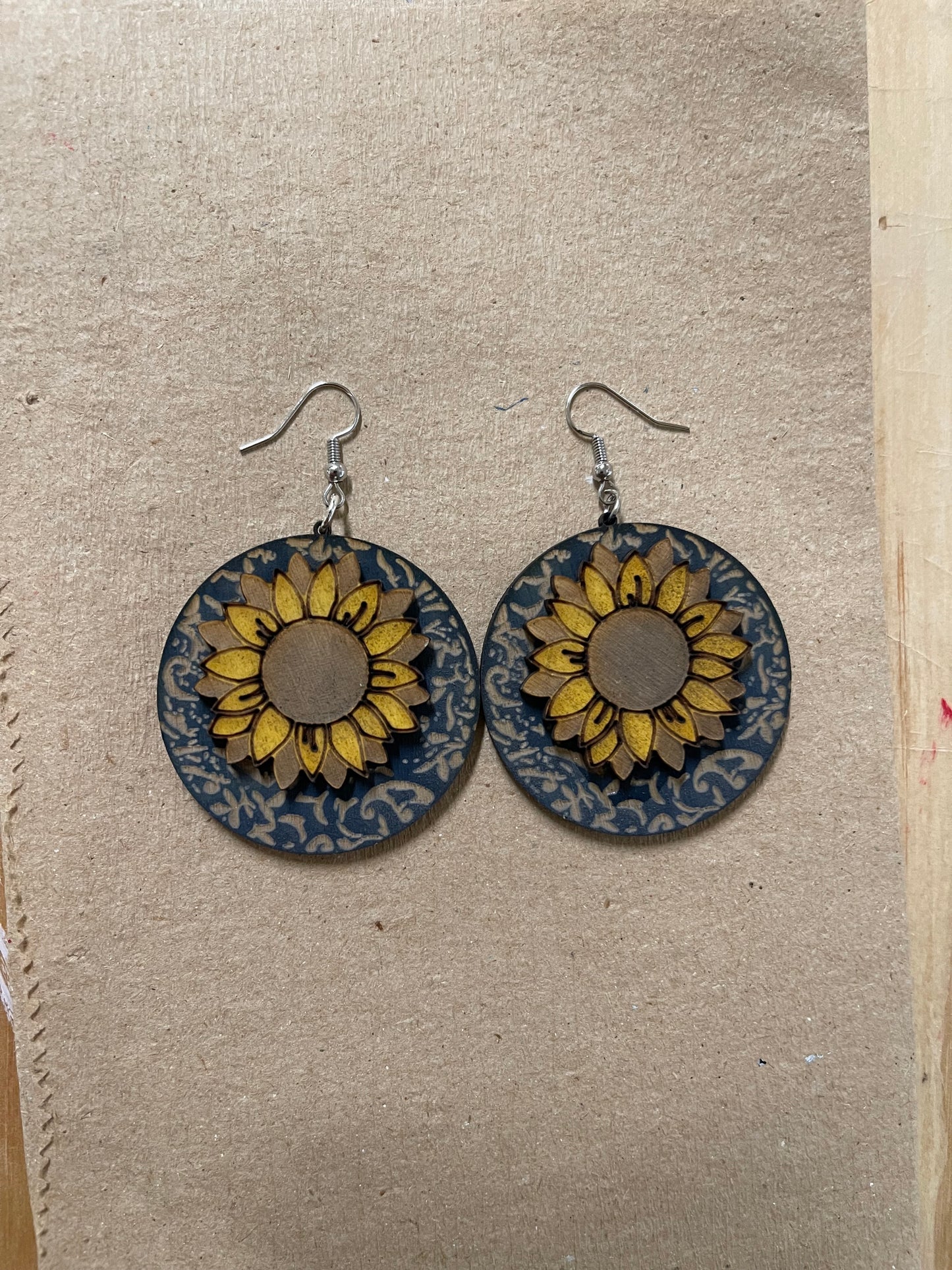 SUNFLOWER EARRINGS Turquoise Blue Jewelry Designer Beautiful Western Design Boutique Southern