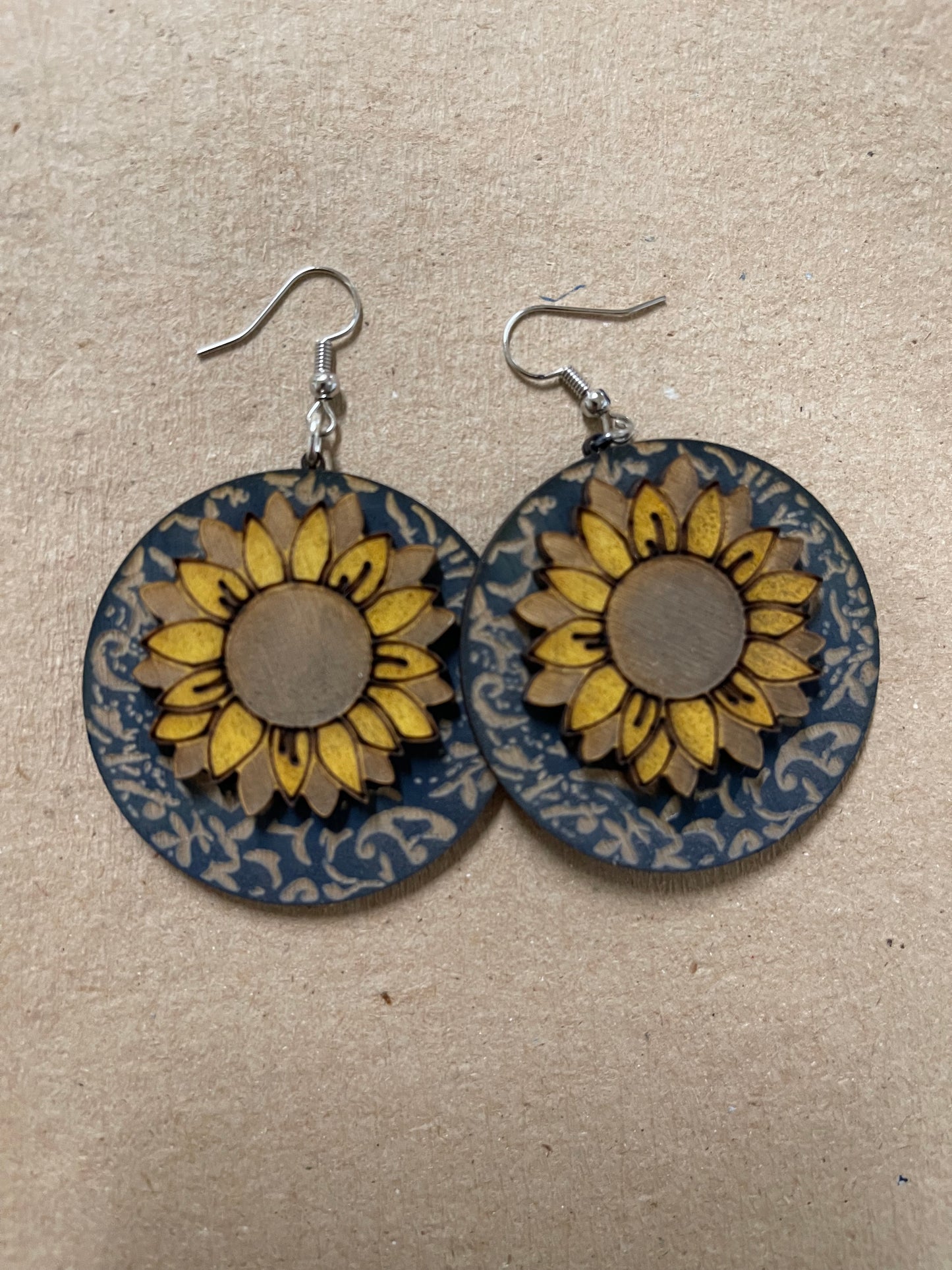 SUNFLOWER EARRINGS Turquoise Blue Jewelry Designer Beautiful Western Design Boutique Southern