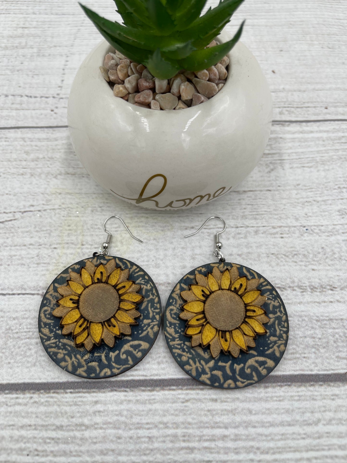SUNFLOWER EARRINGS Turquoise Blue Jewelry Designer Beautiful Western Design Boutique Southern