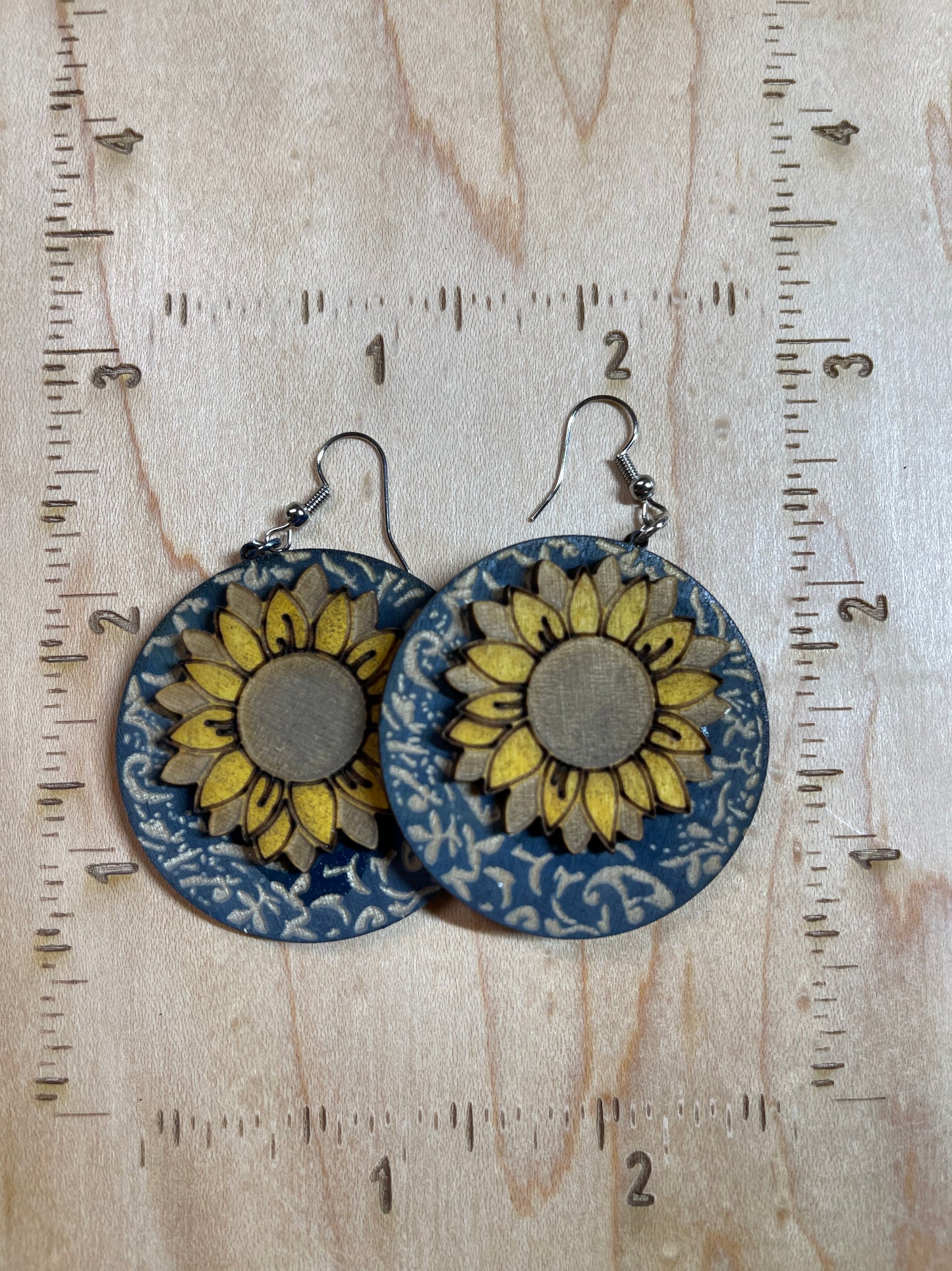 SUNFLOWER EARRINGS Turquoise Blue Jewelry Designer Beautiful Western Design Boutique Southern
