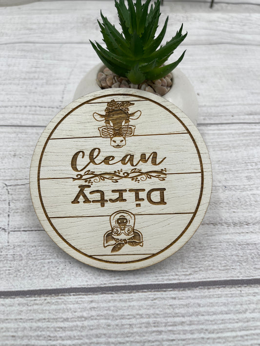 CLEAN DIRTY DISHWASHER MAGNET Cow says Clean Pig Says Dirty Farmhouse Shiplap