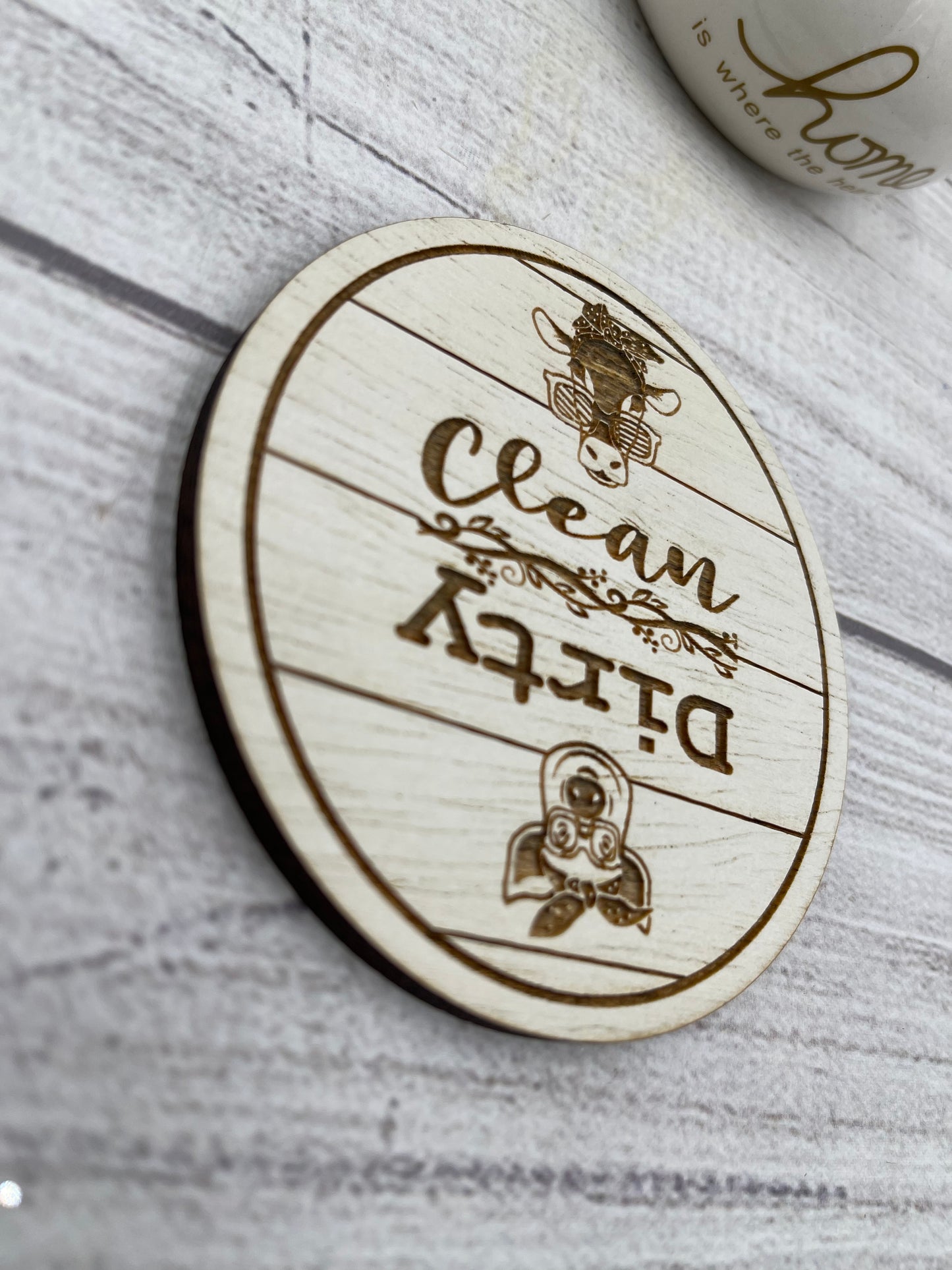 CLEAN DIRTY DISHWASHER MAGNET Cow says Clean Pig Says Dirty Farmhouse Shiplap