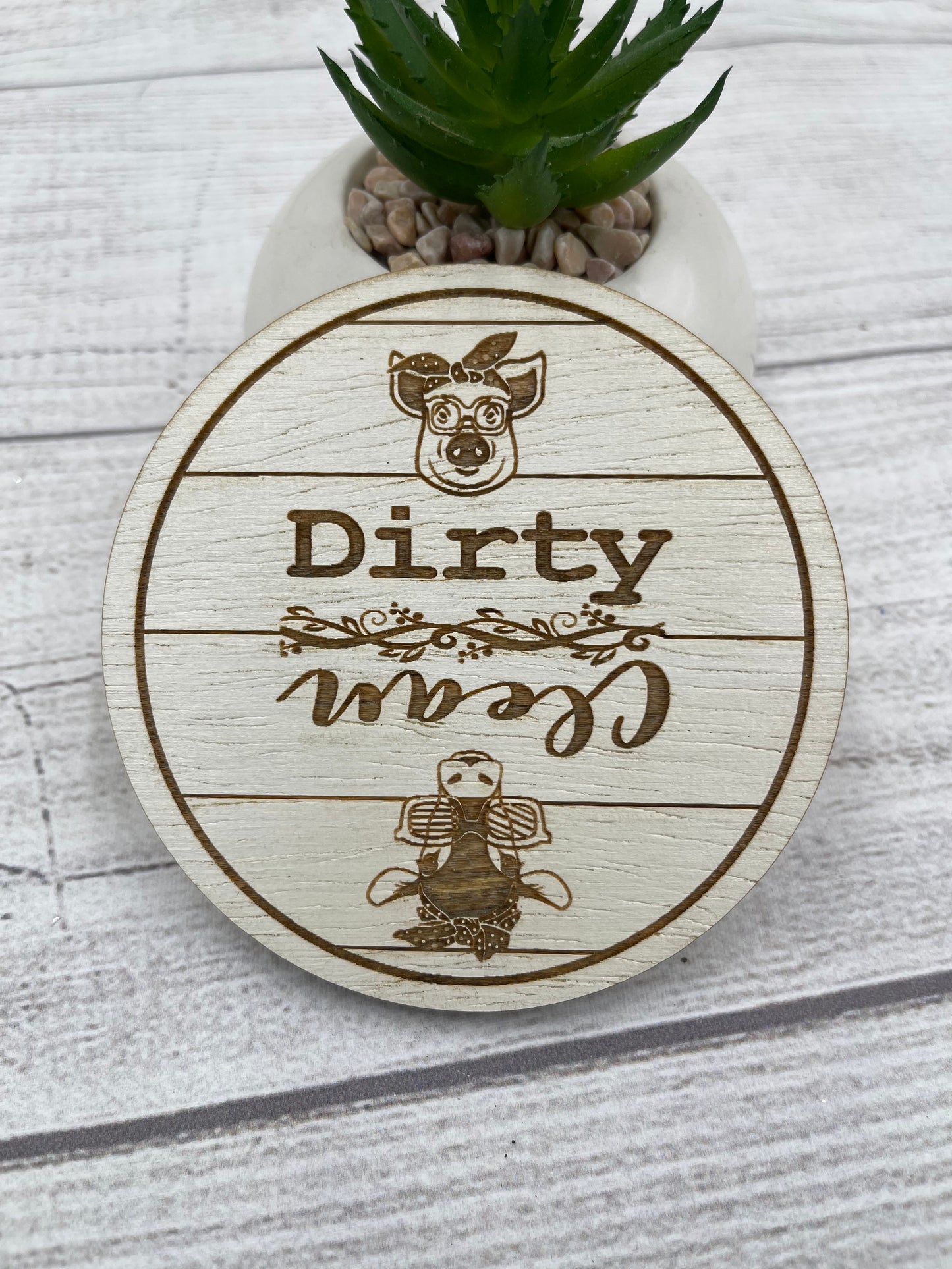 CLEAN DIRTY DISHWASHER MAGNET Cow says Clean Pig Says Dirty Farmhouse Shiplap