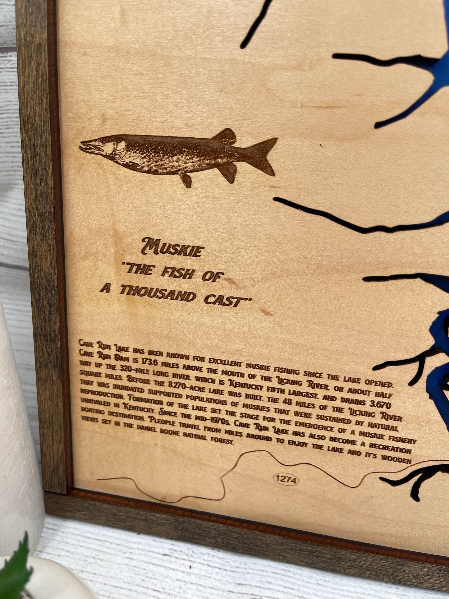 Cave Run Lake Layered Map Sign Wall Hanging